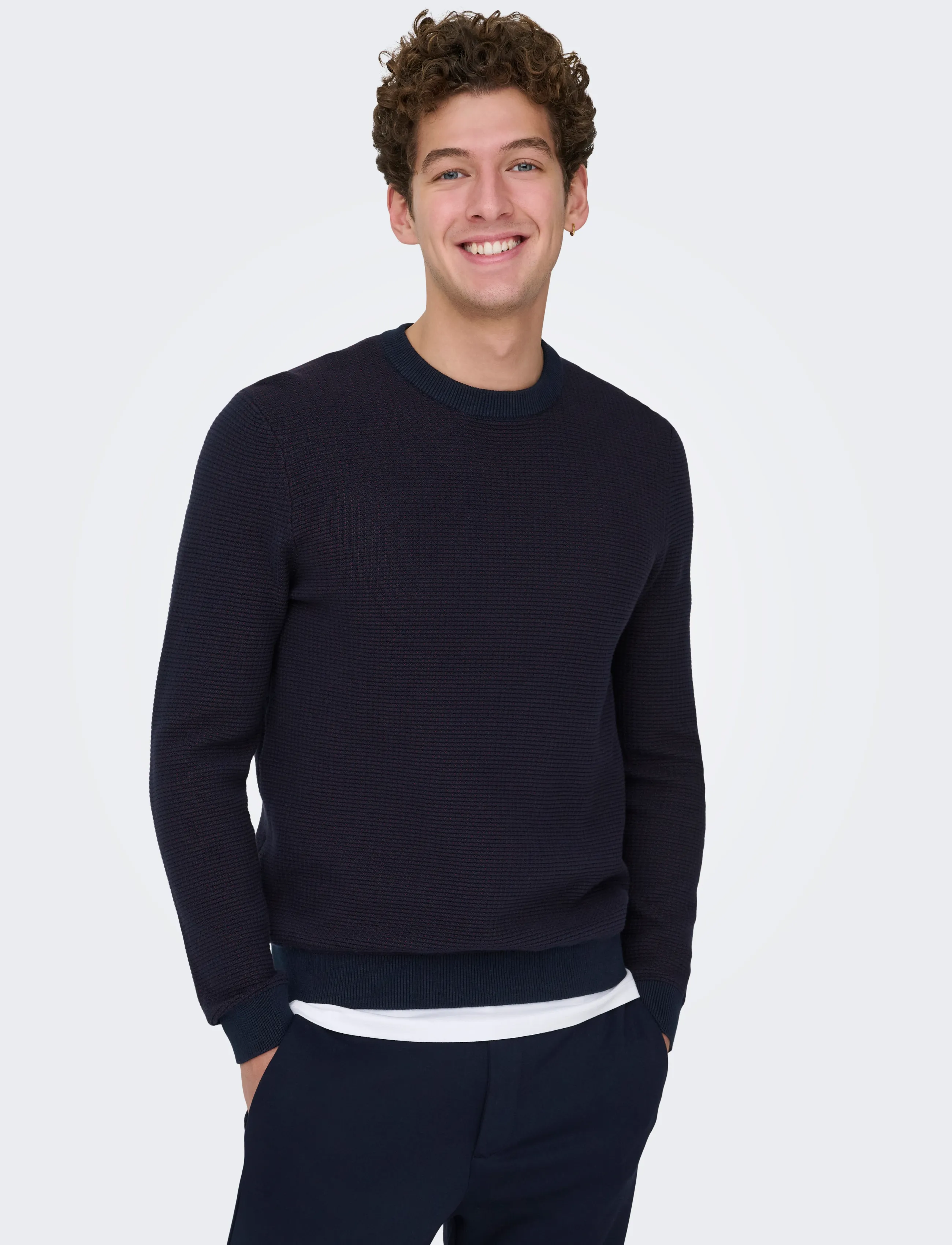 ONLY & SONS ONSDAVE REG LS CREW NECK KNIT NOOS - Kläder - DARK SAPPHIRE / navy