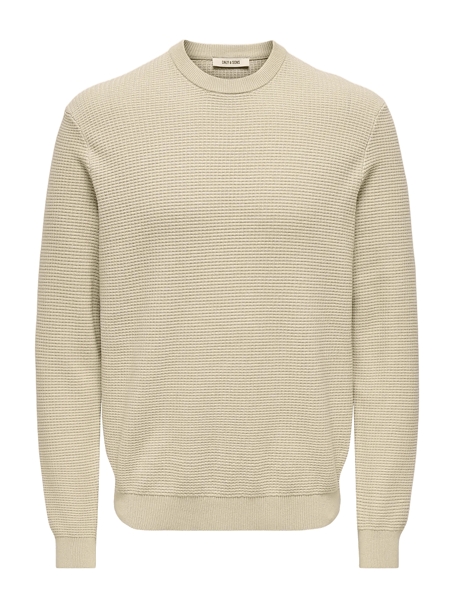ONLY & SONS - ONSDAVE REG LS CREW NECK KNIT NOOS - Ümara kaelusega - silver lining - 1