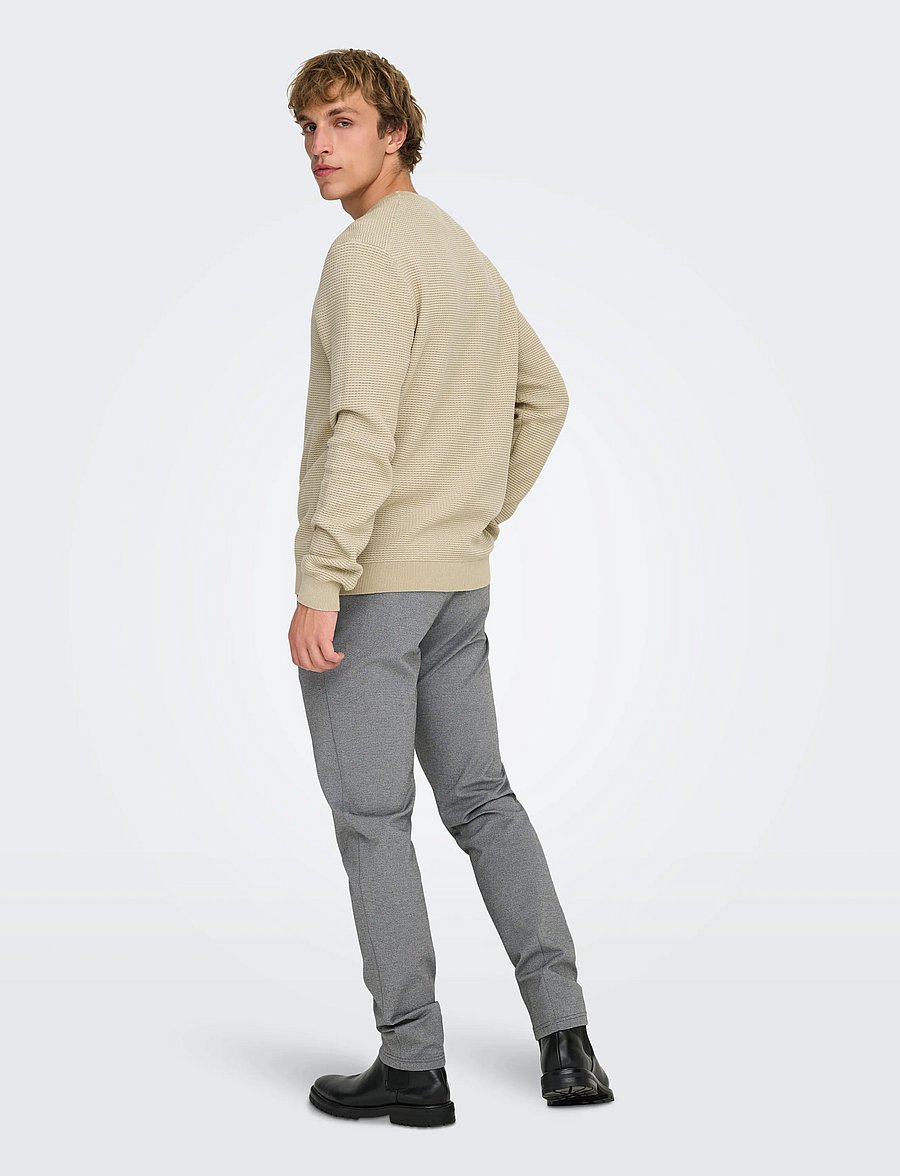 ONLY & SONS - ONSDAVE REG LS CREW NECK KNIT NOOS - Ümara kaelusega - silver lining - 3