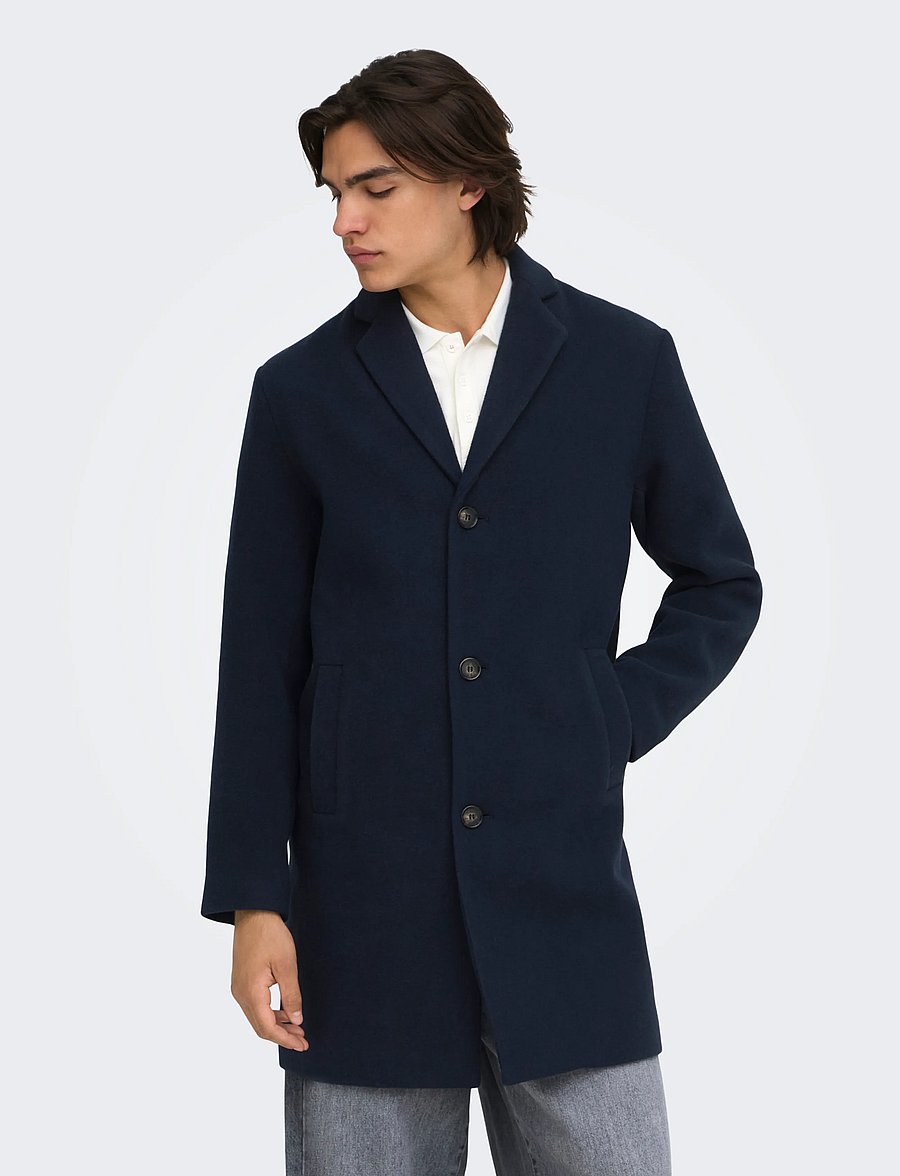 ONLY & SONS - ONSRUNNE WOOL COAT OTW VD - wollmäntel - navy blazer - 0
