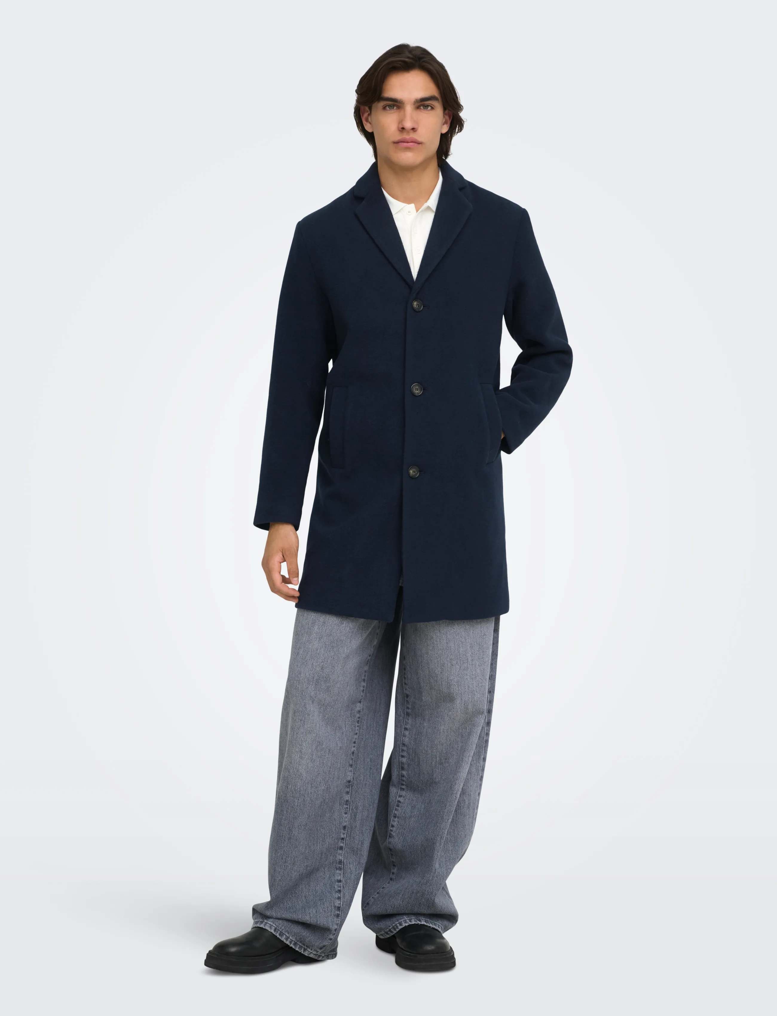 ONLY & SONS - ONSRUNNE WOOL COAT OTW VD - winter jackets - navy blazer - 4