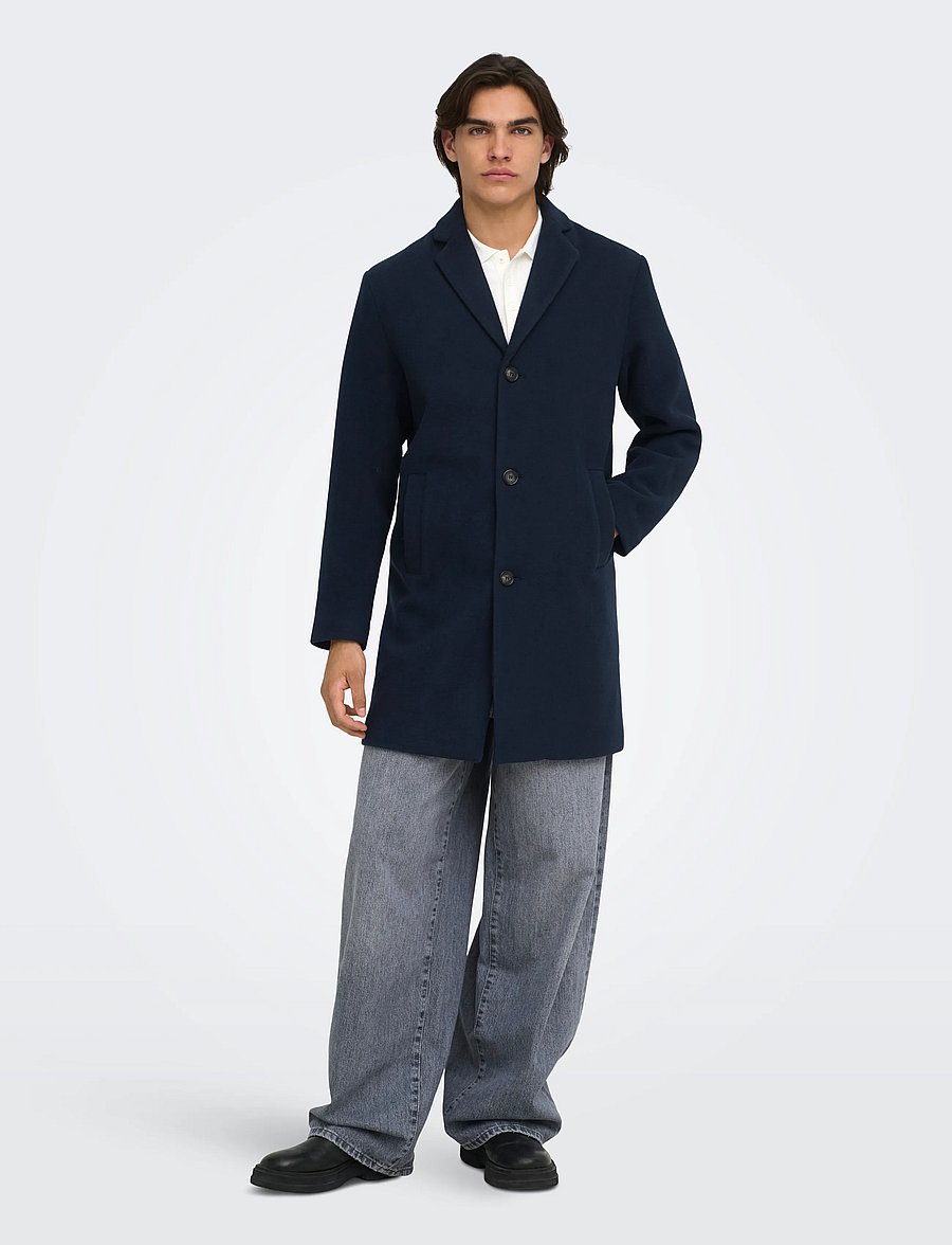 ONLY & SONS - ONSRUNNE WOOL COAT OTW VD - wollmäntel - navy blazer - 4