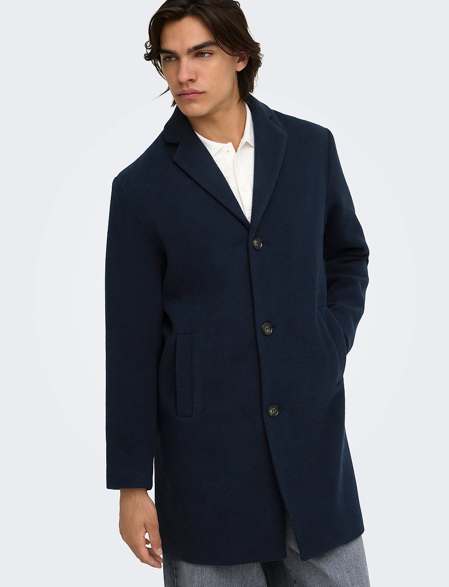 ONLY & SONS - ONSRUNNE WOOL COAT OTW VD - wollmäntel - navy blazer - 5