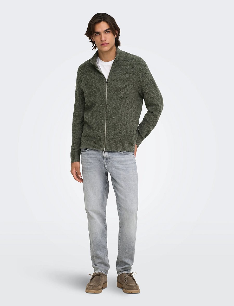 ONLY & SONS - ONSDALE RLX LS CARDIGAN KNIT - pullover mit durchgehendem reißverschluss - beluga - 4