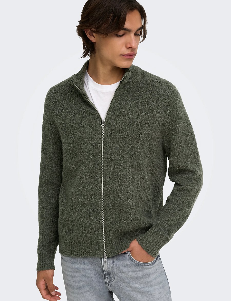 ONLY & SONS - ONSDALE RLX LS CARDIGAN KNIT - pullover mit durchgehendem reißverschluss - beluga - 5