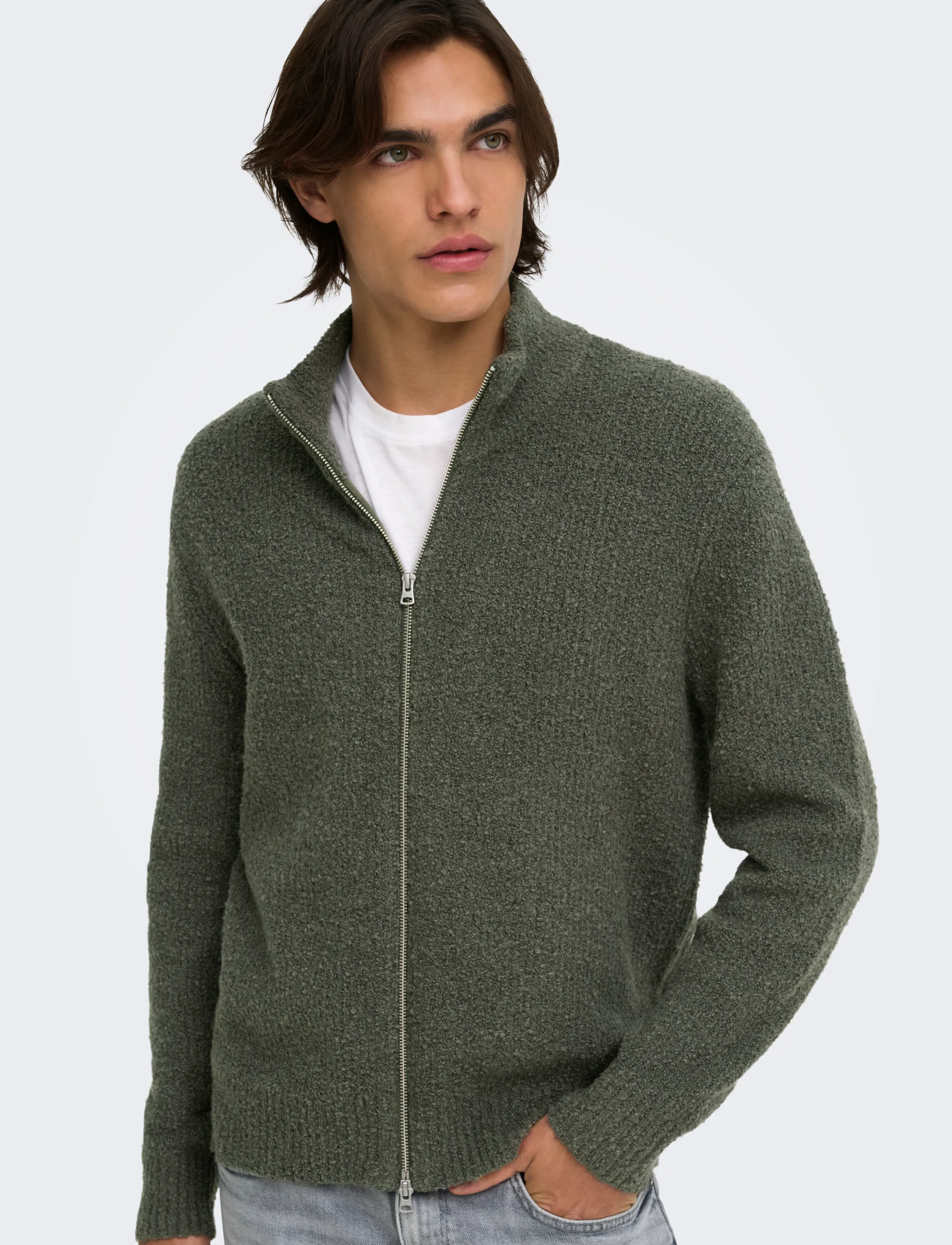ONLY & SONS ONSDALE RLX LS CARDIGAN KNIT - Streetstyle - BELUGA / grey