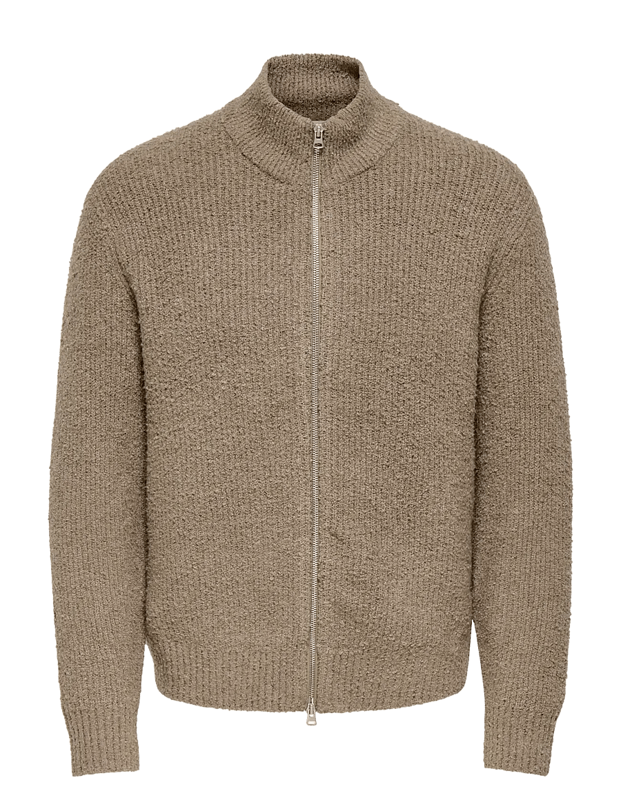 ONLY & SONS - ONSDALE RLX LS CARDIGAN KNIT - pullover mit durchgehendem reißverschluss - walnut - 1