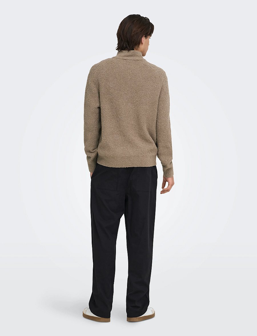 ONLY & SONS - ONSDALE RLX LS CARDIGAN KNIT - pullover mit durchgehendem reißverschluss - walnut - 3