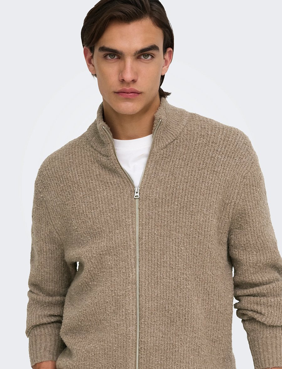 ONLY & SONS - ONSDALE RLX LS CARDIGAN KNIT - pullover mit durchgehendem reißverschluss - walnut - 5