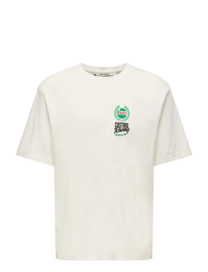 ONLY & SONS - OSJCASTROL RLX SS LIC TEE - lühikeste varrukatega t-särgid - whisper white - 0