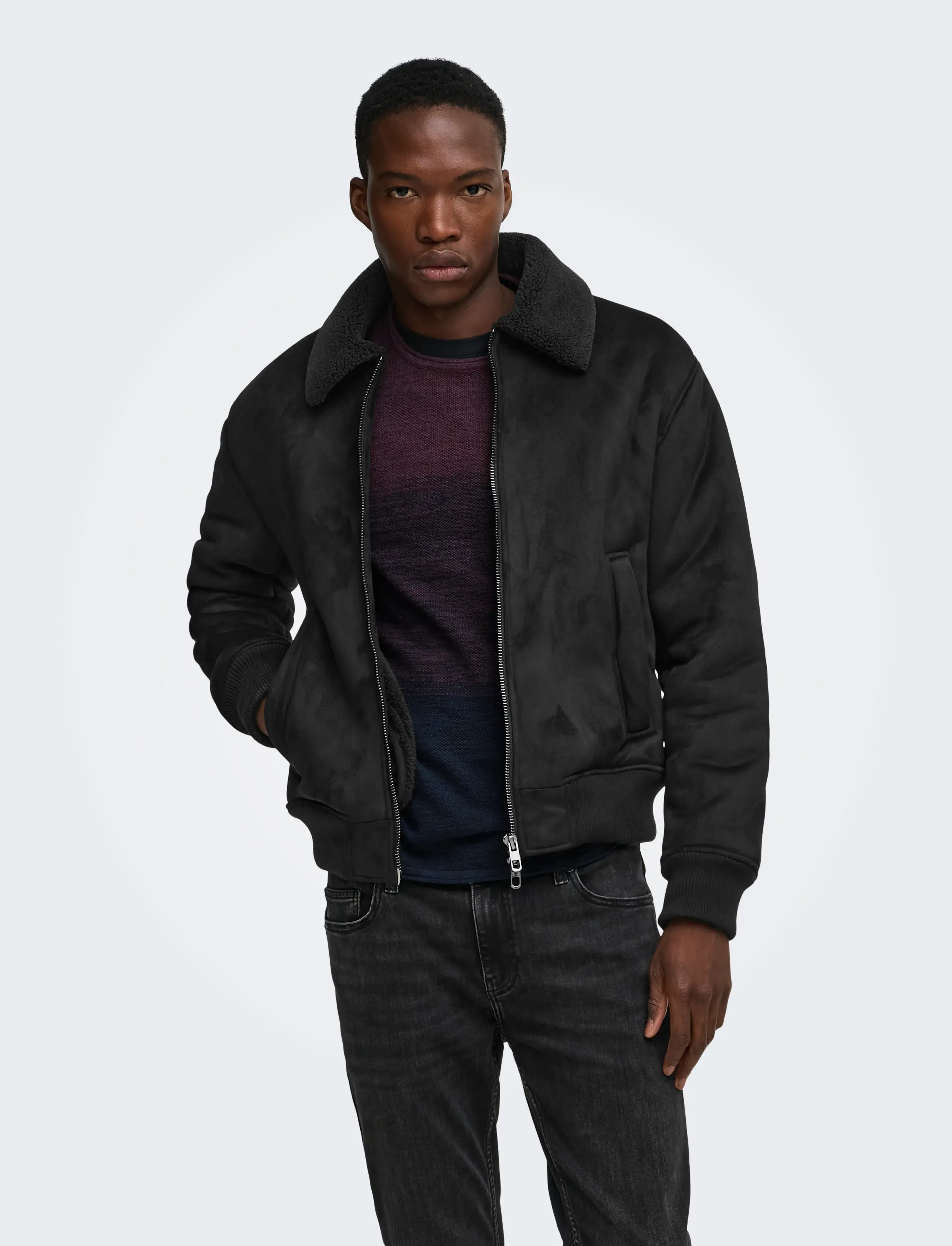 ONLY & SONS ONSSPENCER SHEARLING JACKET OTW - Ytterkläder - BLACK / black