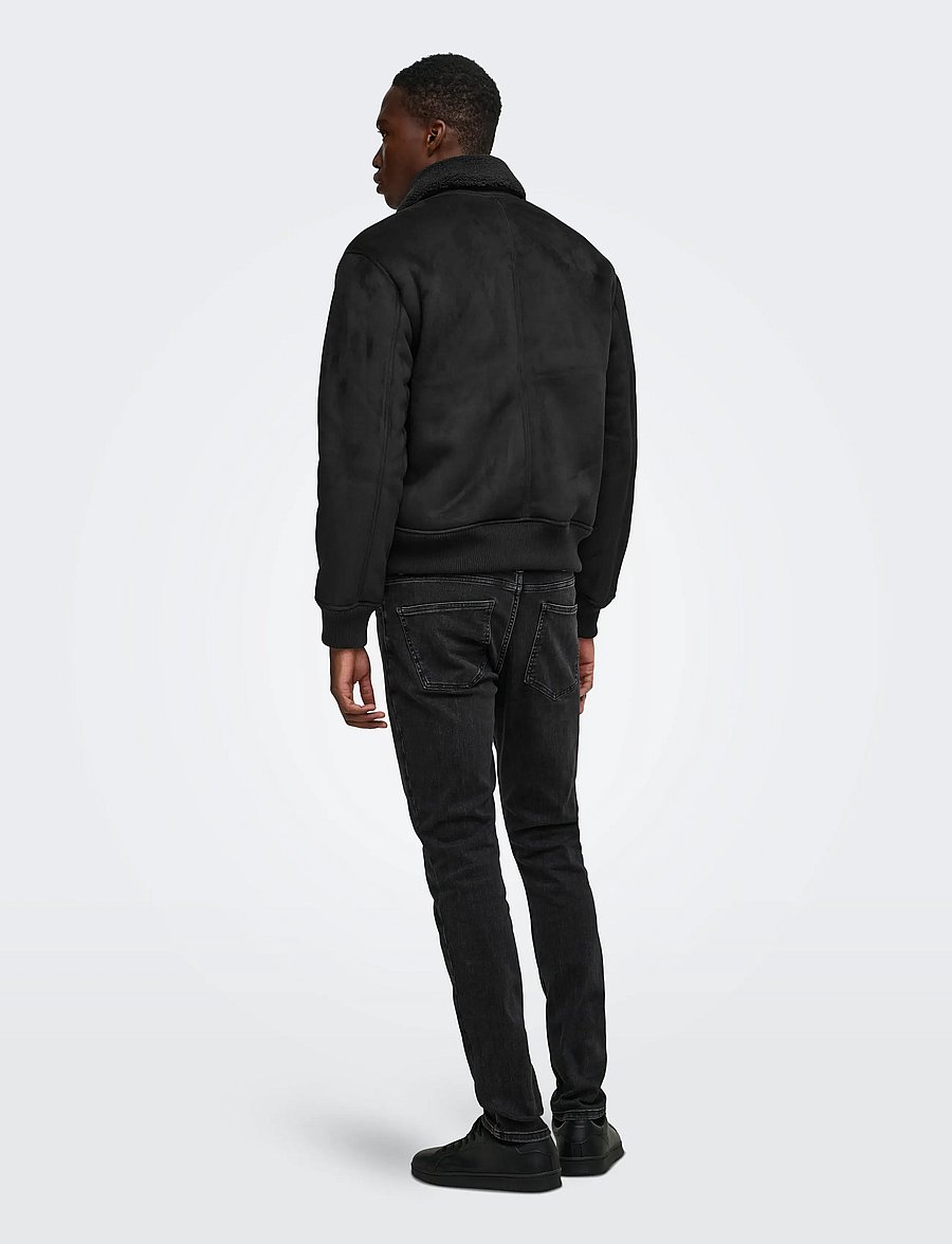 ONLY & SONS - ONSSPENCER SHEARLING JACKET OTW - höstjackor - black - 3