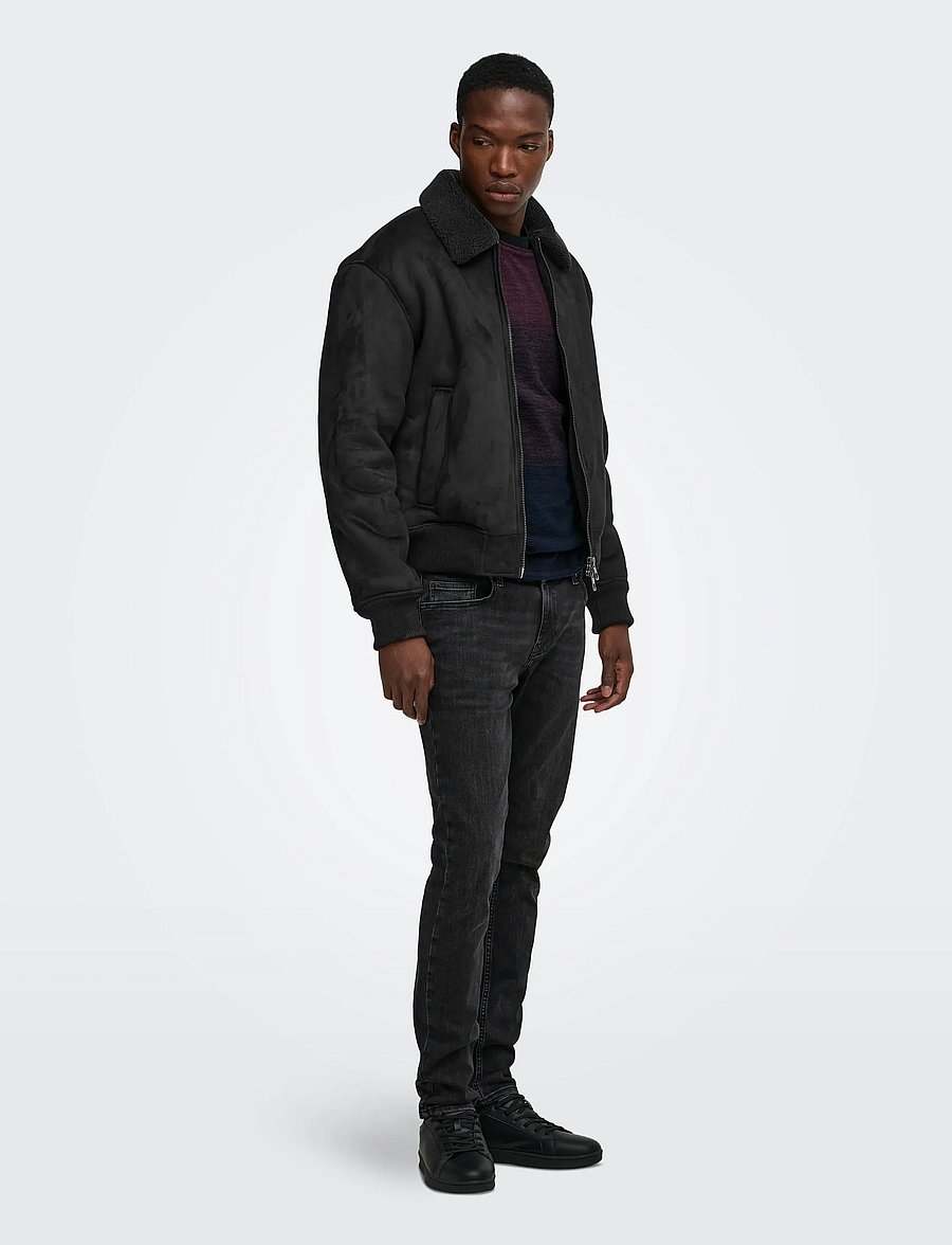 ONLY & SONS - ONSSPENCER SHEARLING JACKET OTW - höstjackor - black - 4