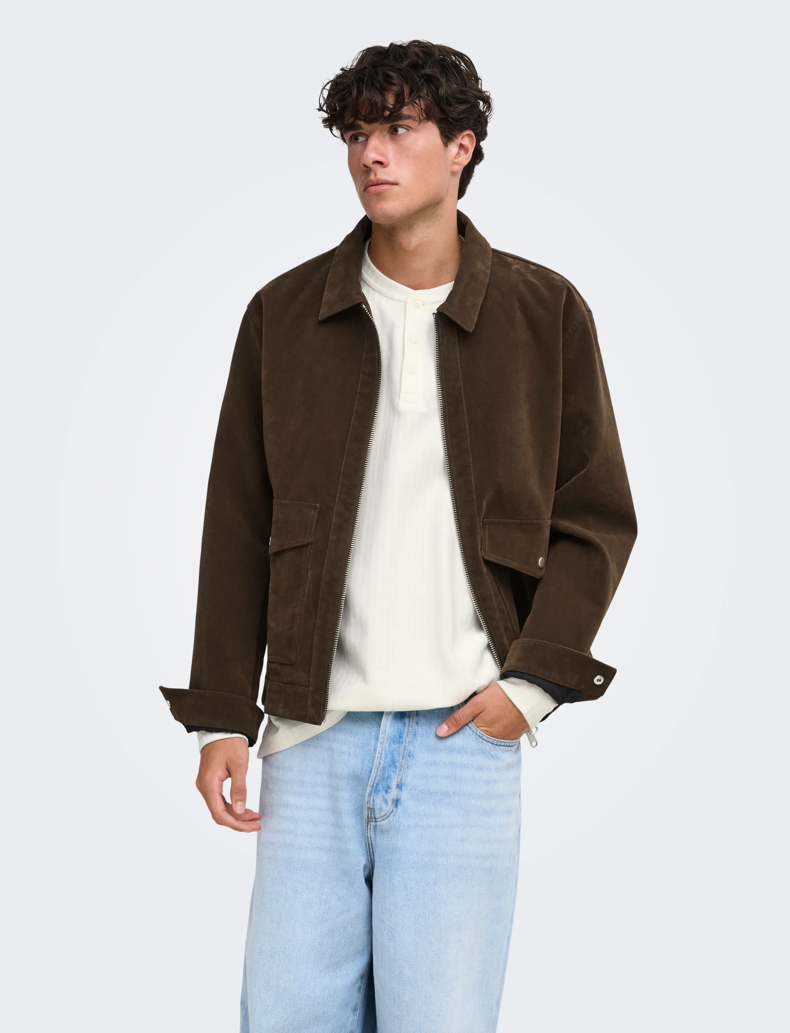 ONLY & SONS ONSSINCLAIR FAUX SUEDE JACKET OTW - ONLY & SONS - COFFEE BEAN / brown