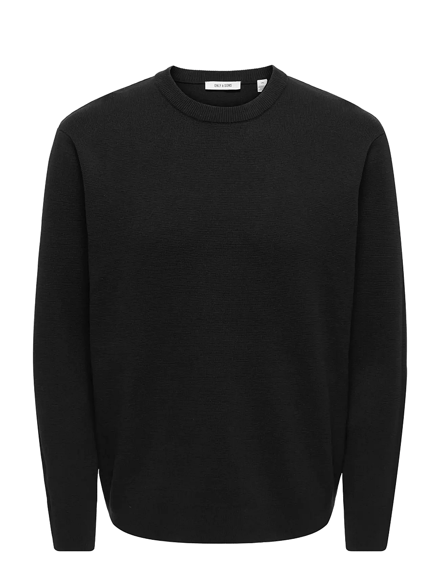 ONLY & SONS - ONSTING RLX CREW NECK KNIT NOOS - Ümara kaelusega - black - 1
