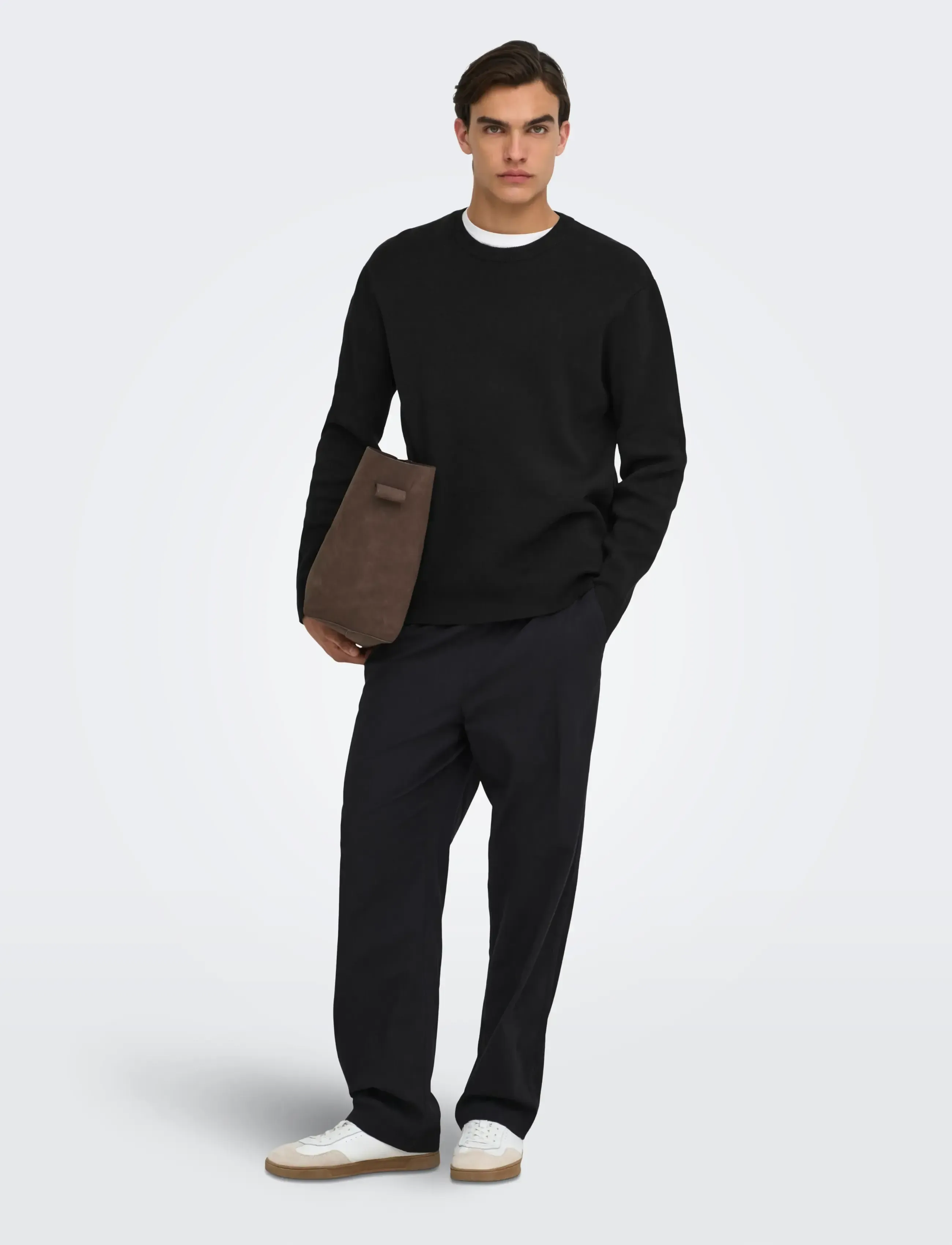 ONLY & SONS - ONSTING RLX CREW NECK KNIT NOOS - round necks - black - 4