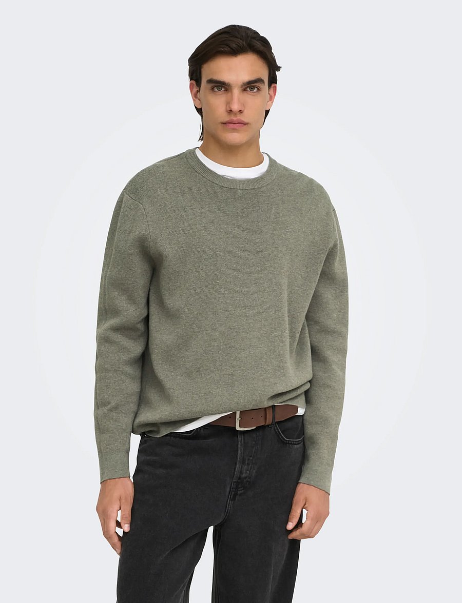 ONLY & SONS - ONSTING RLX CREW NECK KNIT NOOS - rund hals - castor gray - 0