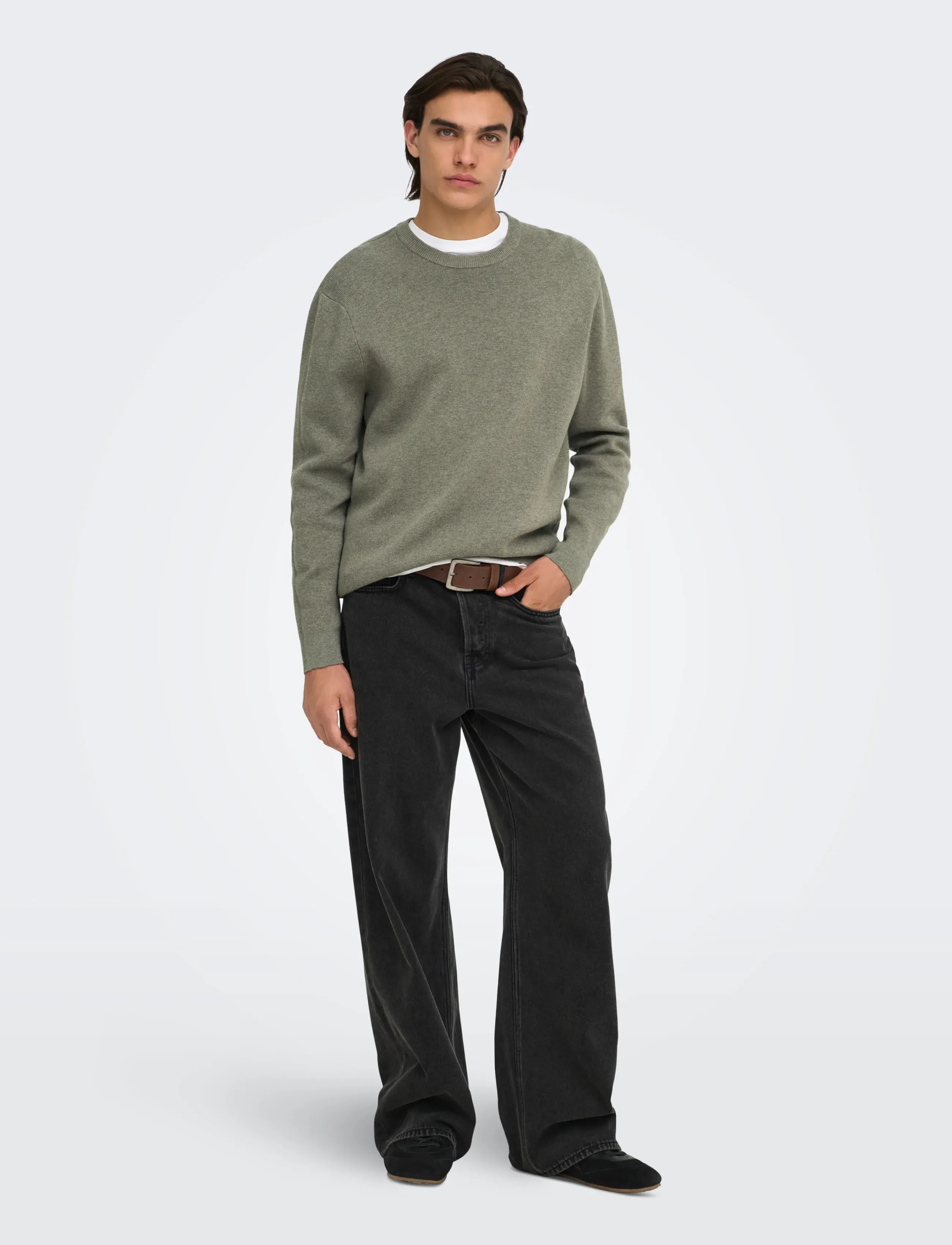 ONLY & SONS - ONSTING RLX CREW NECK KNIT NOOS - rund hals - castor gray - 4