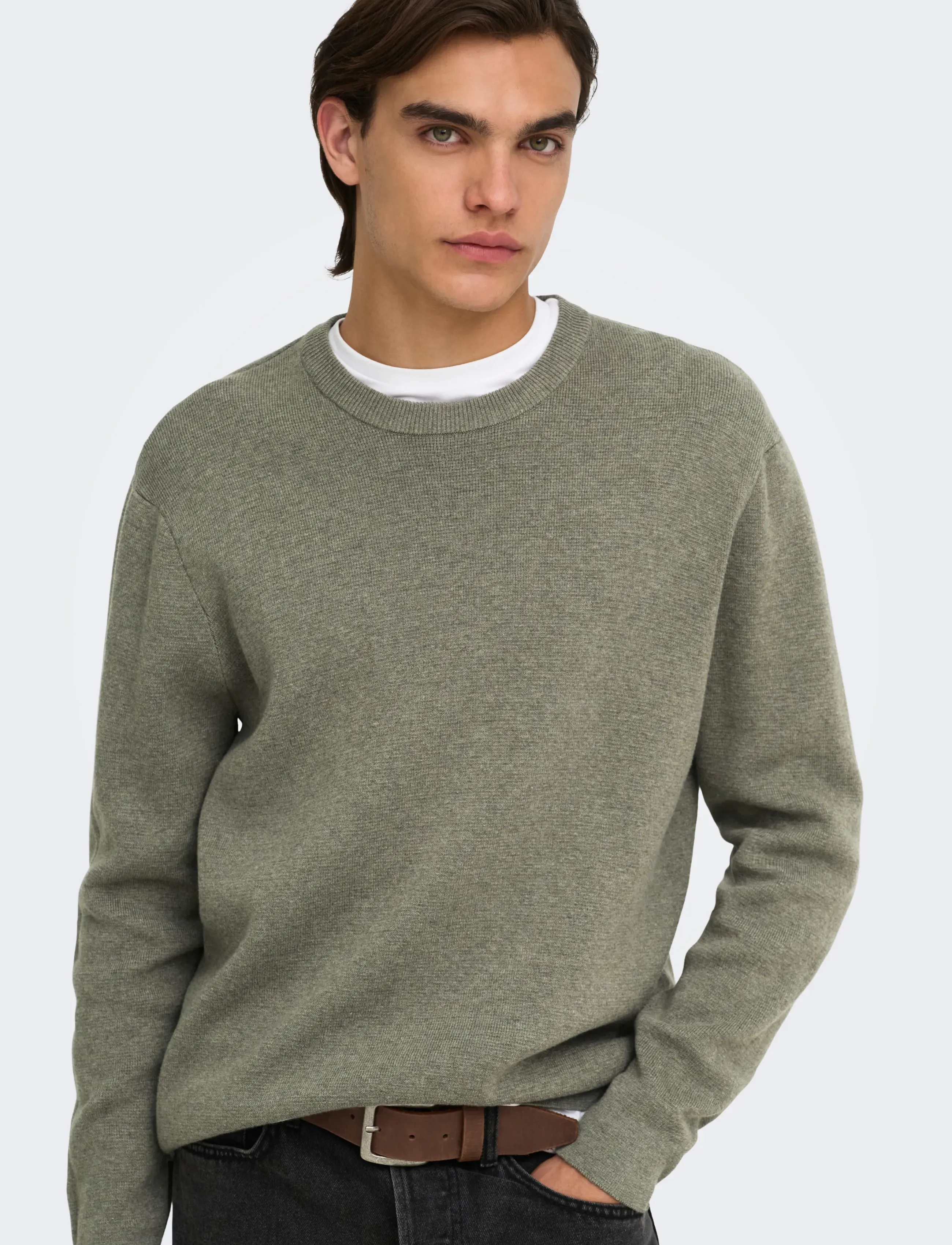 ONLY & SONS - ONSTING RLX CREW NECK KNIT NOOS - rund hals - castor gray - 5