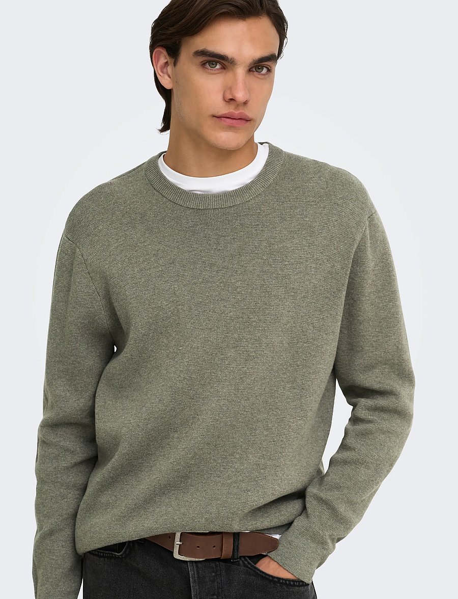 ONLY & SONS - ONSTING RLX CREW NECK KNIT NOOS - rund hals - castor gray - 5