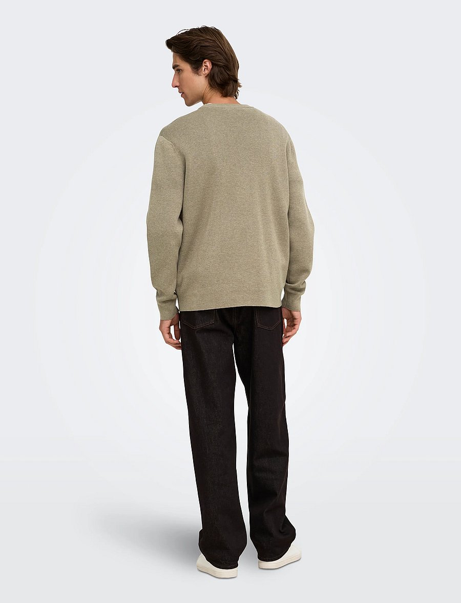 ONLY & SONS - ONSTING RLX CREW NECK KNIT NOOS - rund hals - desert taupe - 3