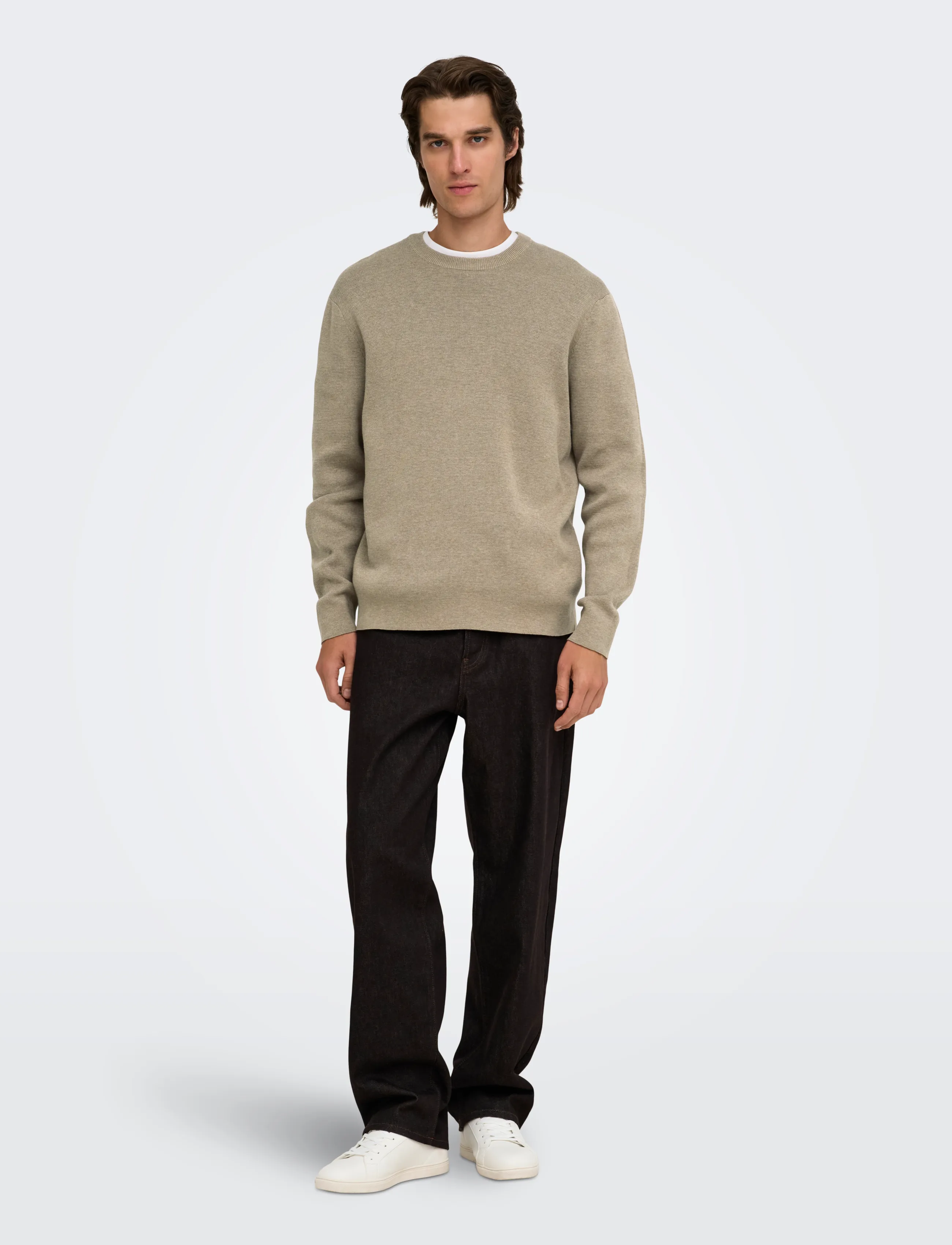 ONLY & SONS - ONSTING RLX CREW NECK KNIT NOOS - rund hals - desert taupe - 4
