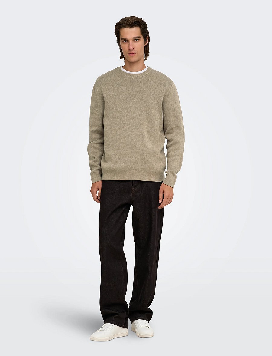 ONLY & SONS - ONSTING RLX CREW NECK KNIT NOOS - rund hals - desert taupe - 4