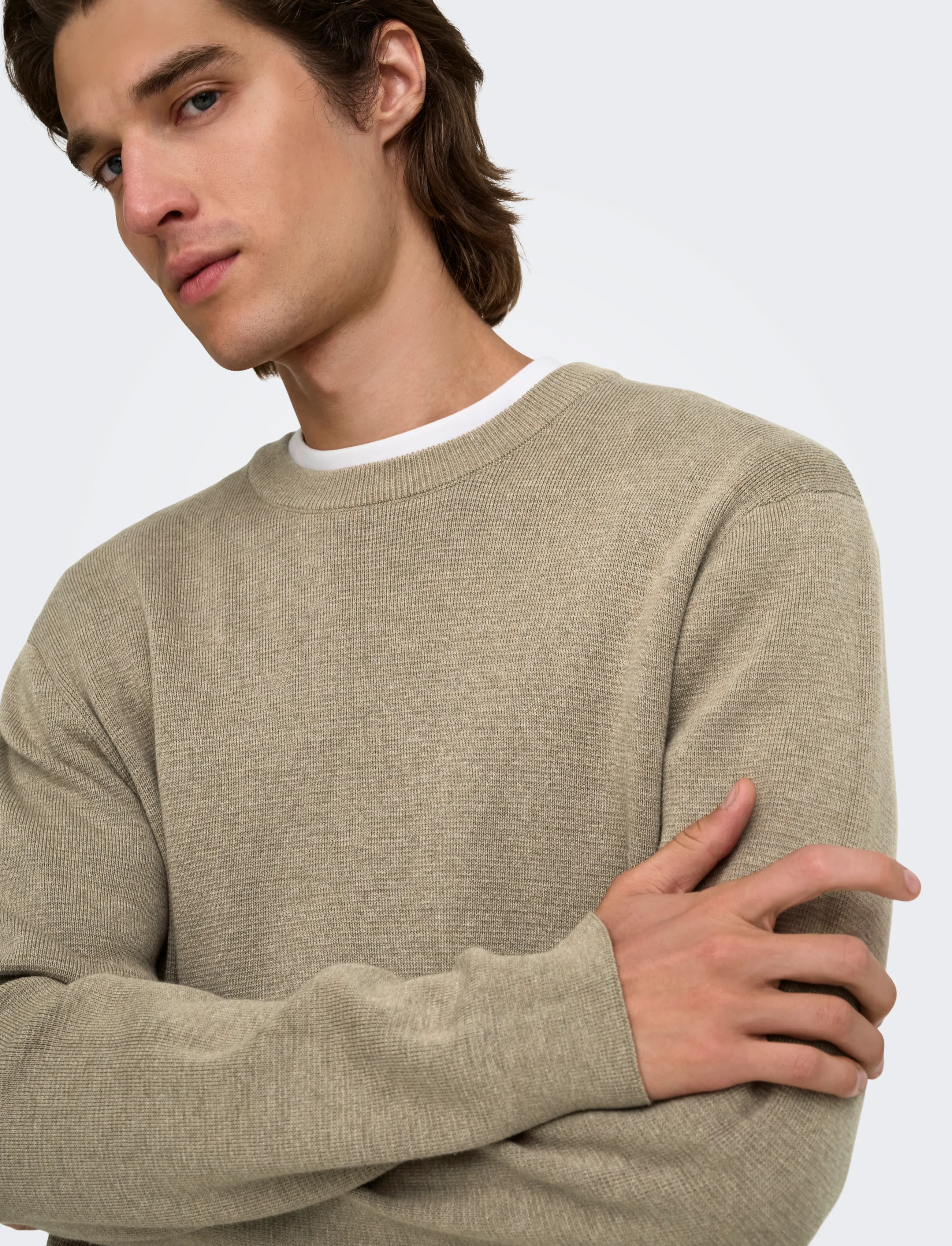 ONLY & SONS - ONSTING RLX CREW NECK KNIT NOOS - rund hals - desert taupe - 5