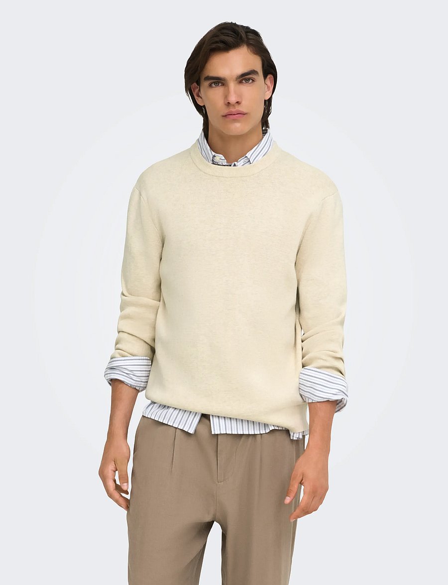 ONLY & SONS - ONSTING RLX CREW NECK KNIT NOOS - rundhals - gardenia - 0