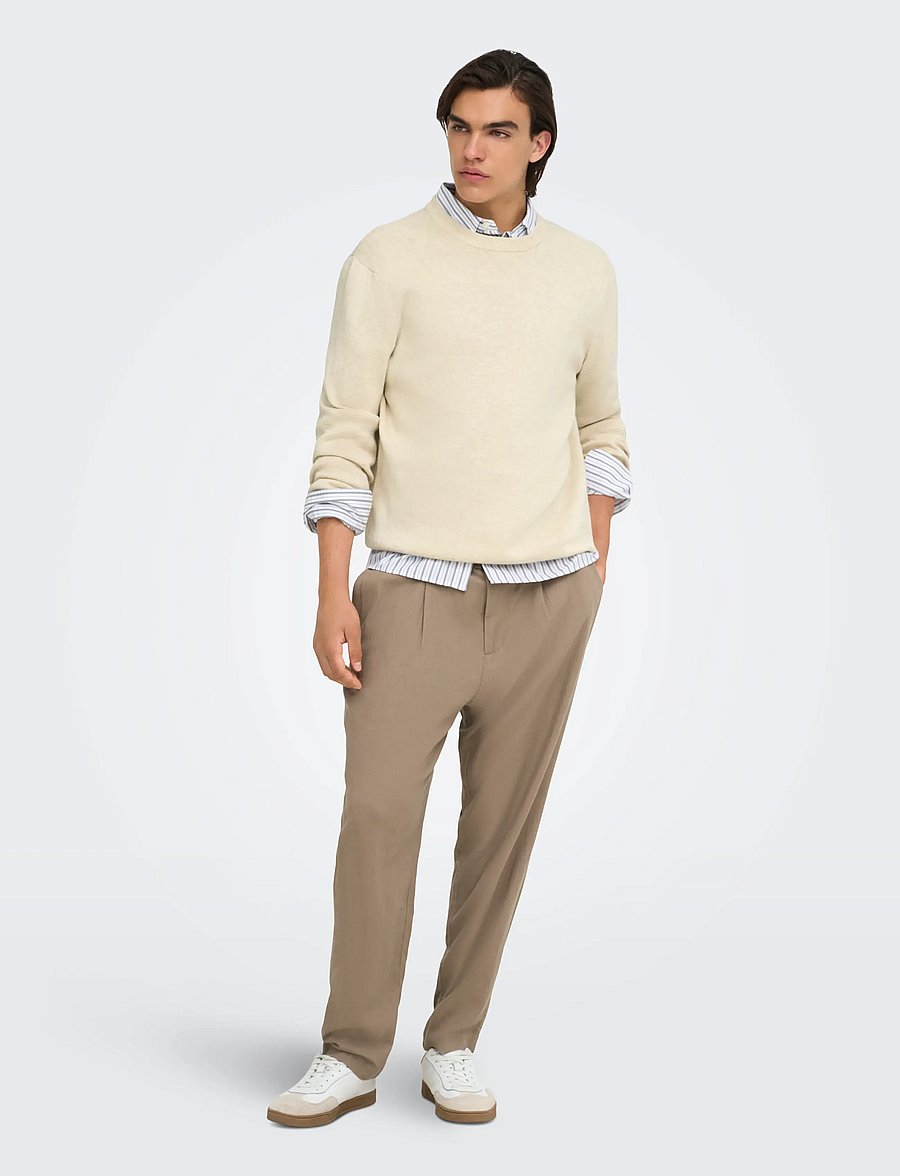 ONLY & SONS - ONSTING RLX CREW NECK KNIT NOOS - rundhals - gardenia - 4