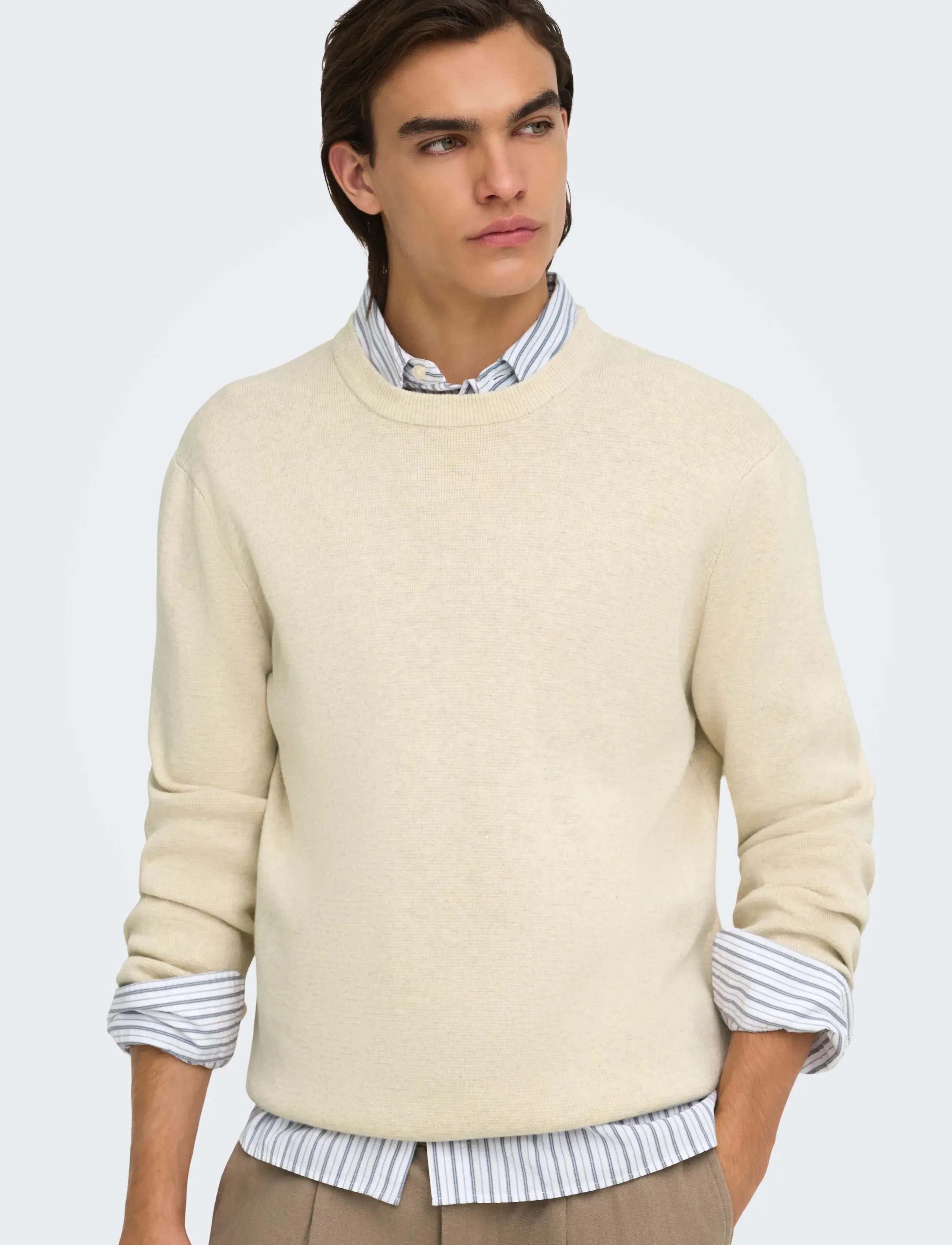 ONLY & SONS - ONSTING RLX CREW NECK KNIT NOOS - rundhals - gardenia - 5