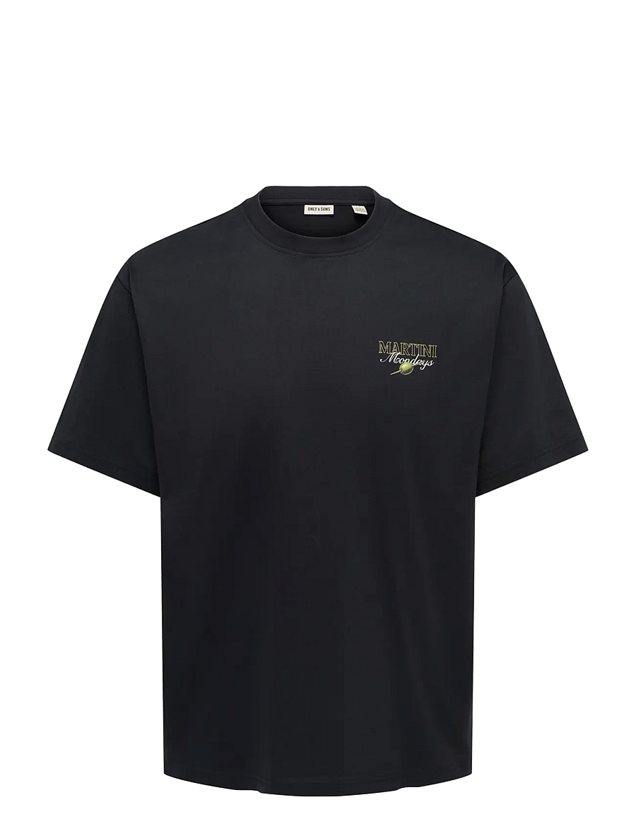 ONLY & SONS - ONSFRED LIFE RLX SS PRINT TEE VD - kurzärmelige t-shirts - black - 0
