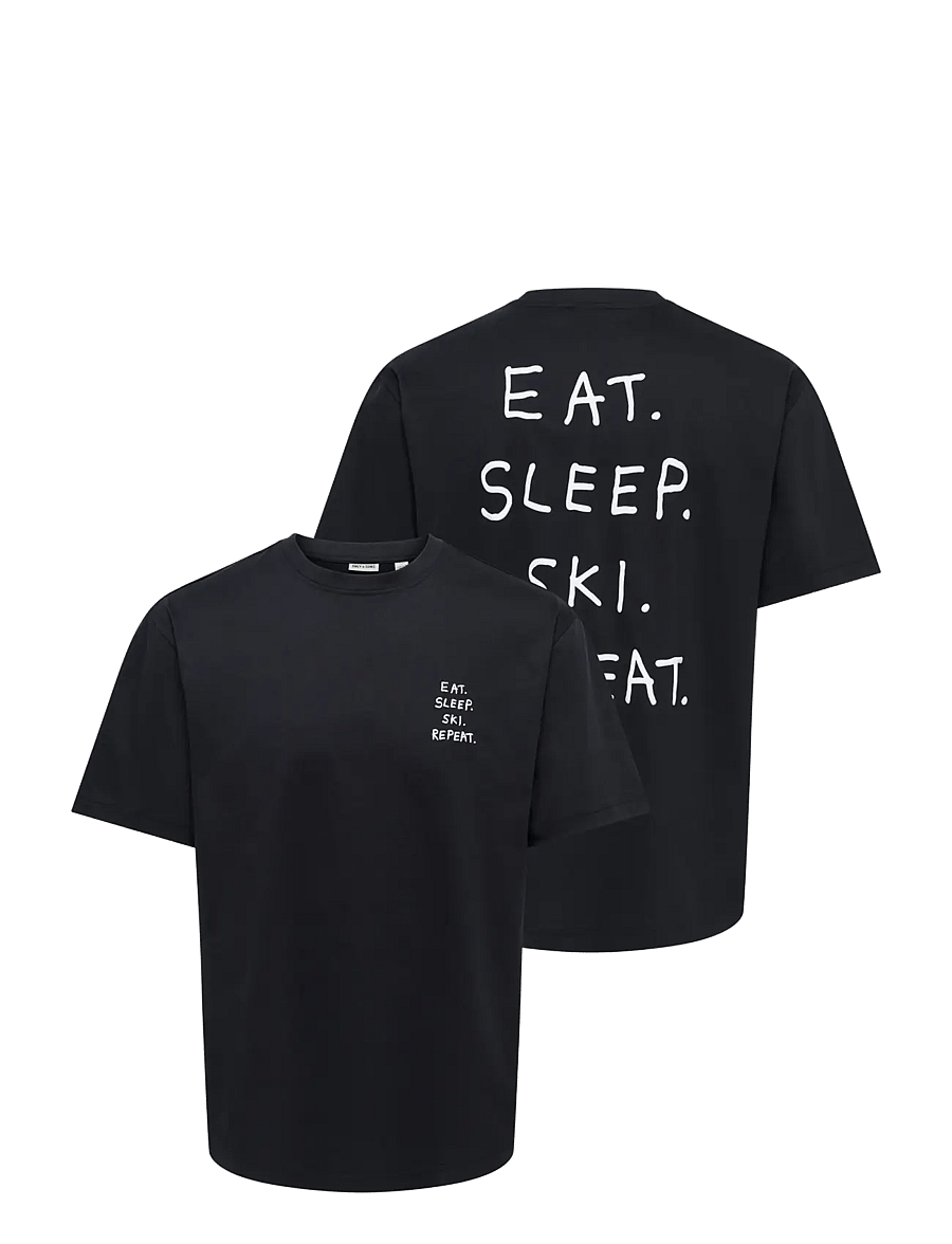 ONLY & SONS - ONSFRED LIFE RLX SS PRINT TEE VD - kurzärmelige t-shirts - black - 2