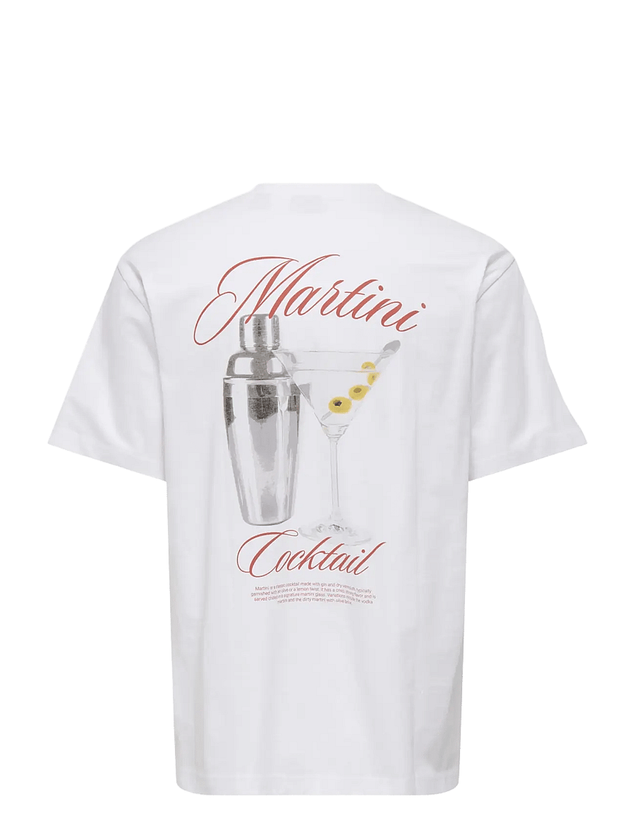 ONLY & SONS - ONSFRED LIFE RLX SS PRINT TEE VD - kortärmade t-shirts - bright white - 1
