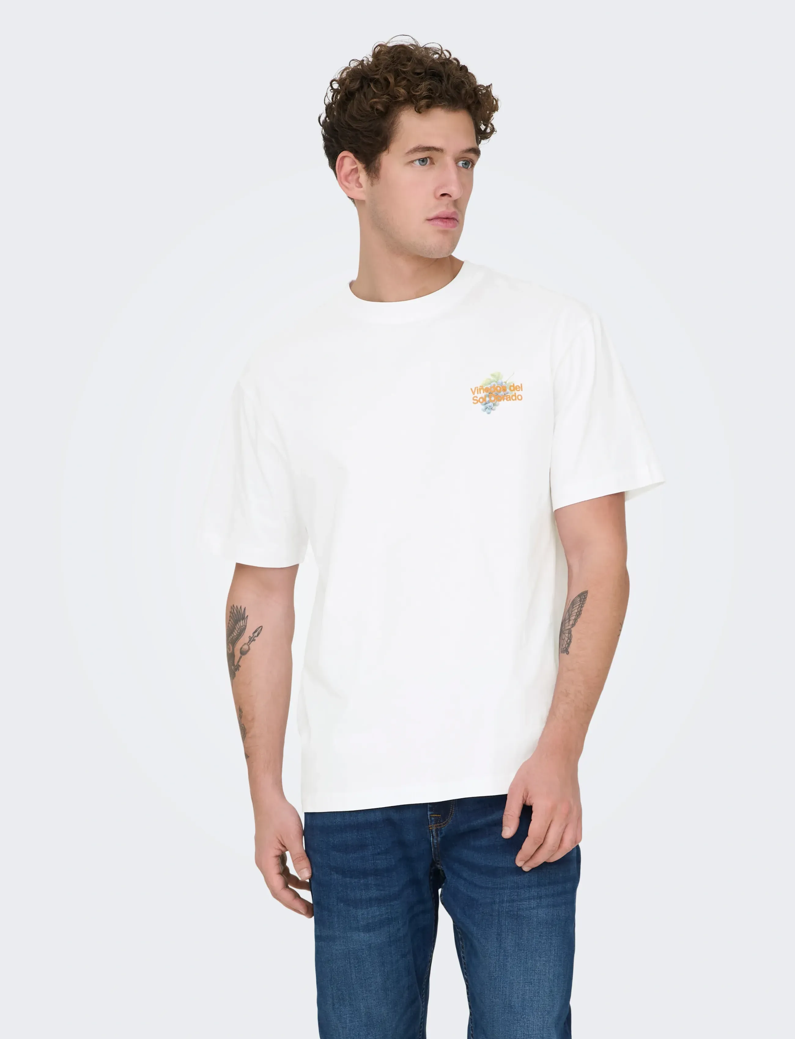 ONLY & SONS ONSFRED LIFE RLX SS PRINT TEE NOOS - Riided - BRIGHT WHITE / white