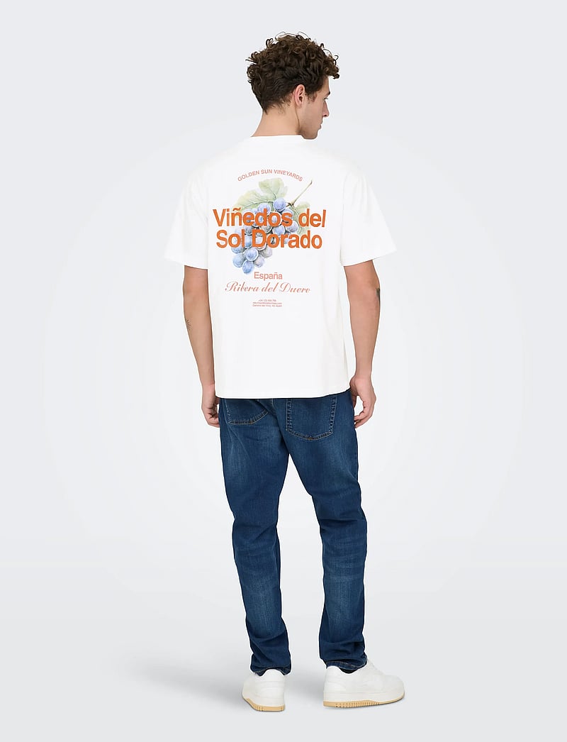 ONLY & SONS - ONSFRED LIFE RLX SS PRINT TEE NOOS - kortærmede t-shirts - bright white - 4