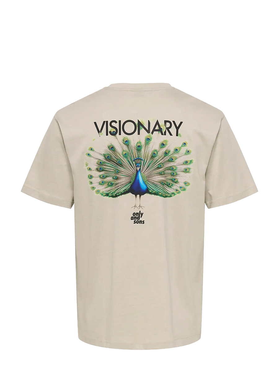 ONLY & SONS - ONSFRED LIFE RLX SS PRINT TEE VD - kortärmade t-shirts - silver lining - 2