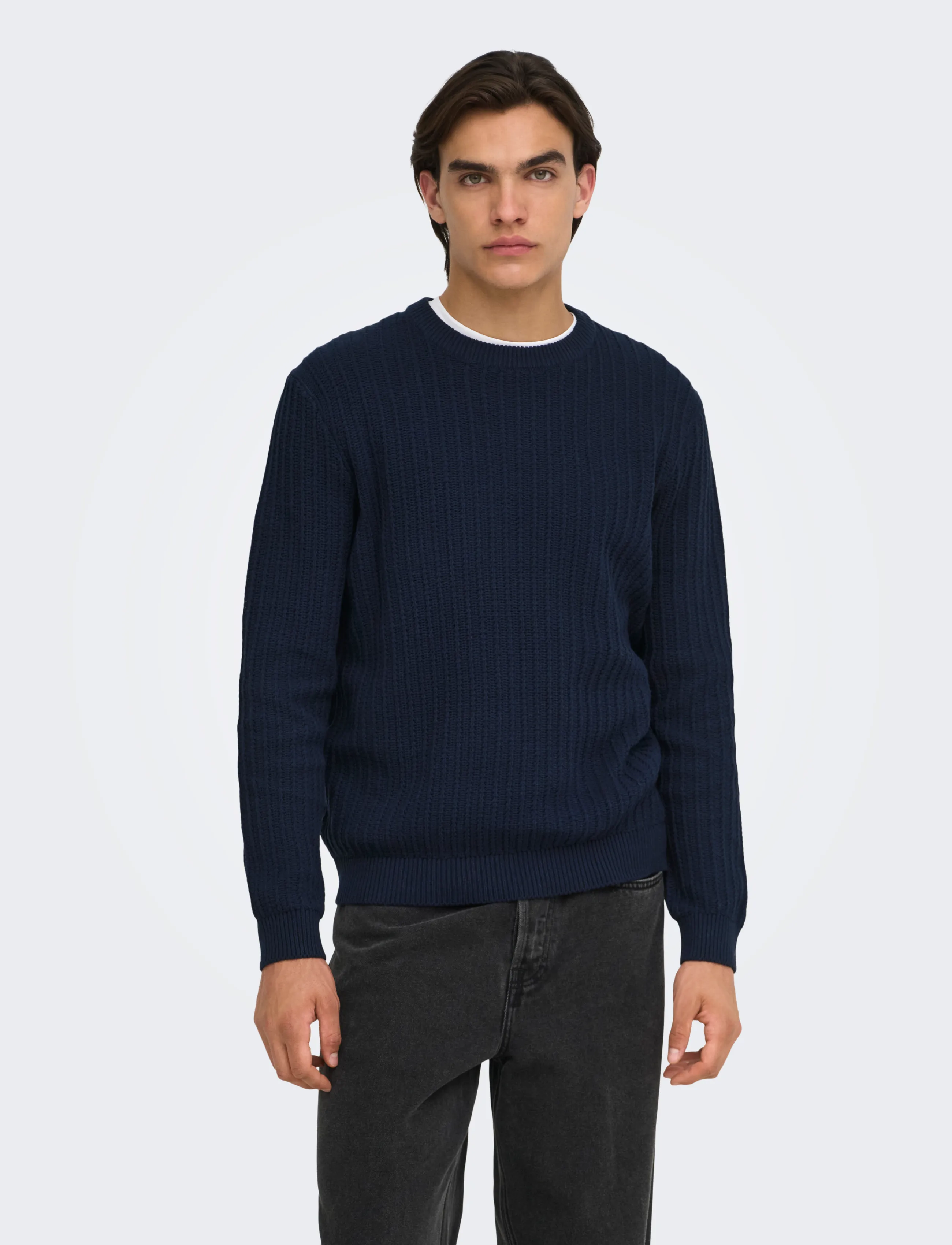 ONLY & SONS ONSTHEO LS STRUCTURE CREW REG - Kollektioner - DARK SAPPHIRE / navy