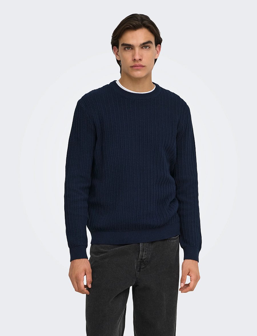 ONLY & SONS - ONSTHEO LS STRUCTURE CREW REG - rund hals - dark sapphire - 0