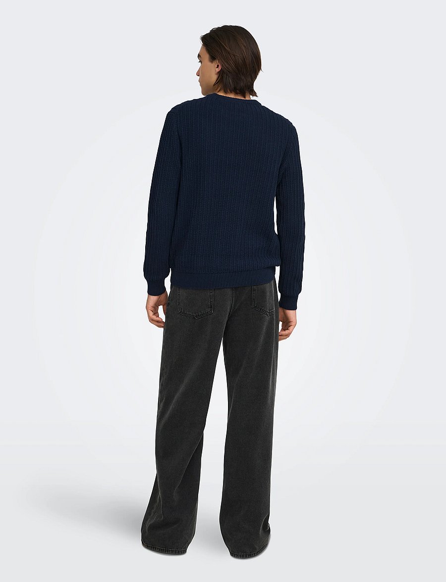 ONLY & SONS - ONSTHEO LS STRUCTURE CREW REG - rund hals - dark sapphire - 3