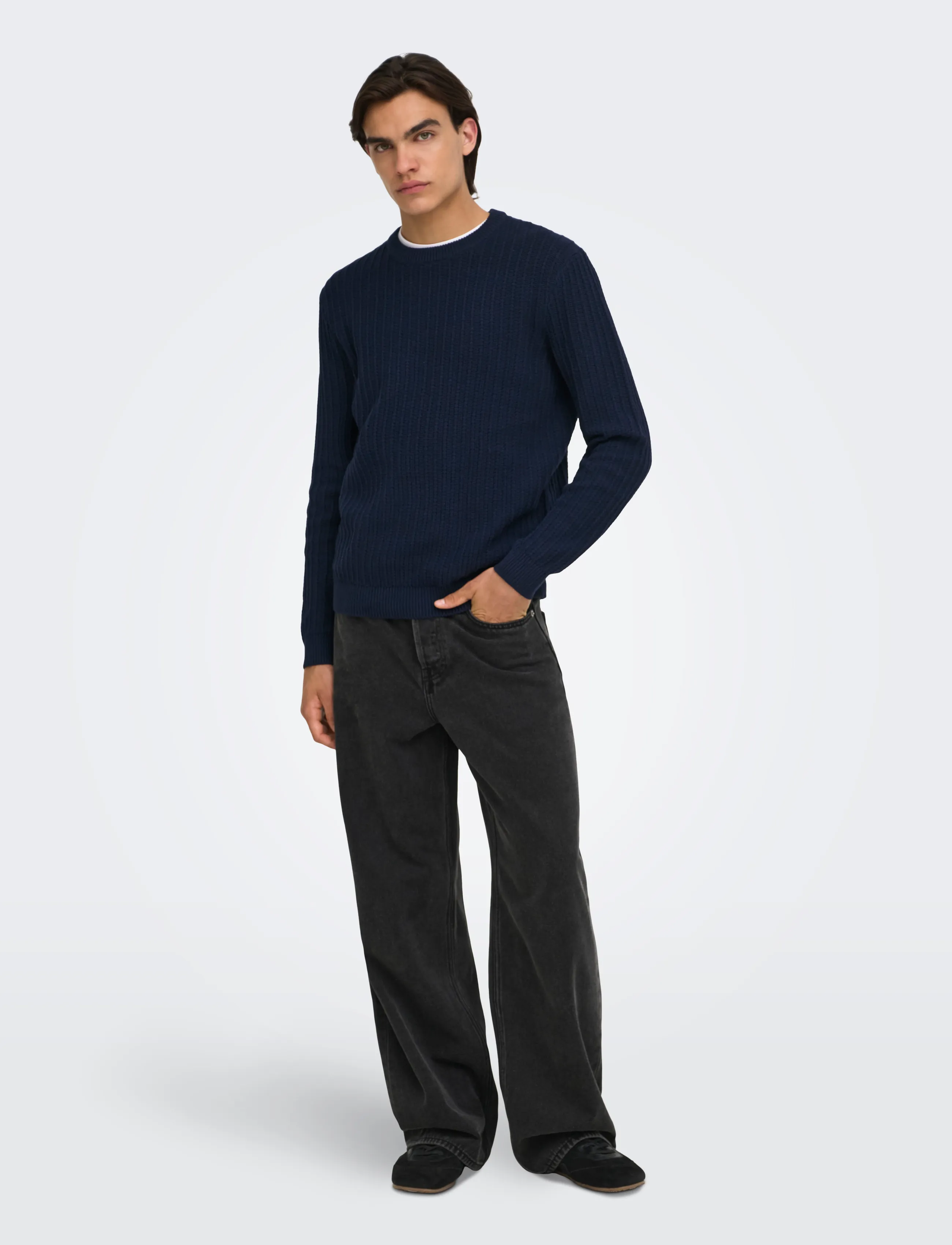 ONLY & SONS - ONSTHEO LS STRUCTURE CREW REG - dark sapphire - 4