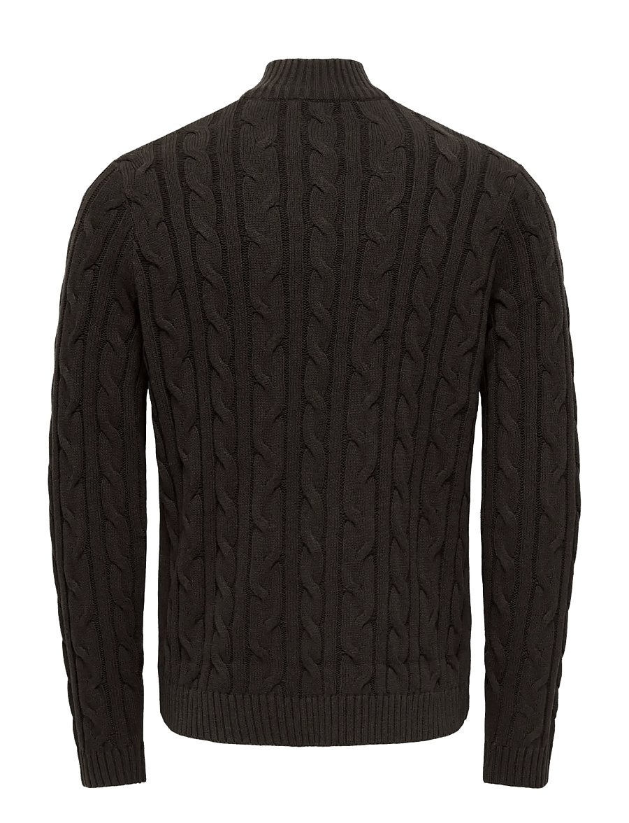 ONLY & SONS - ONSKIM LS CABEL 1/2 ZIP HIGH NECK REG - pullover mit halbem reißverschluss - coffee bean - 2
