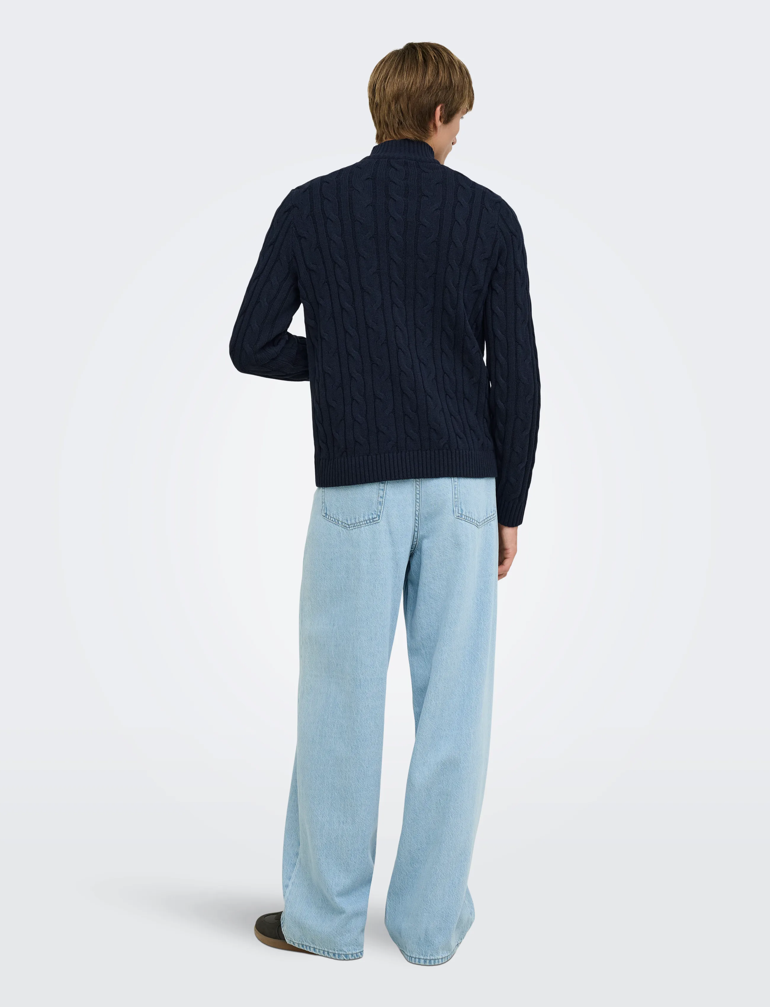 ONLY & SONS - ONSKIM LS CABEL 1/2 ZIP HIGH NECK REG - pullover mit halbem reißverschluss - dark navy - 3