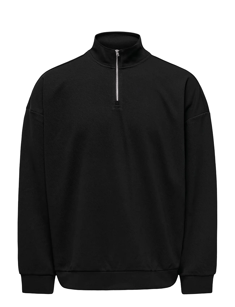 ONLY & SONS - ONSNEWKODYL OVZ LS HALFZIP HIGH NECK VD - black - 0