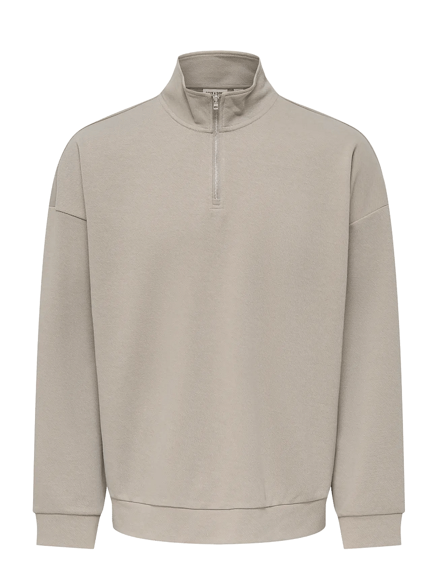 ONLY & SONS - ONSNEWKODYL OVZ LS HALFZIP HIGH NECK VD - vintage khaki - 0
