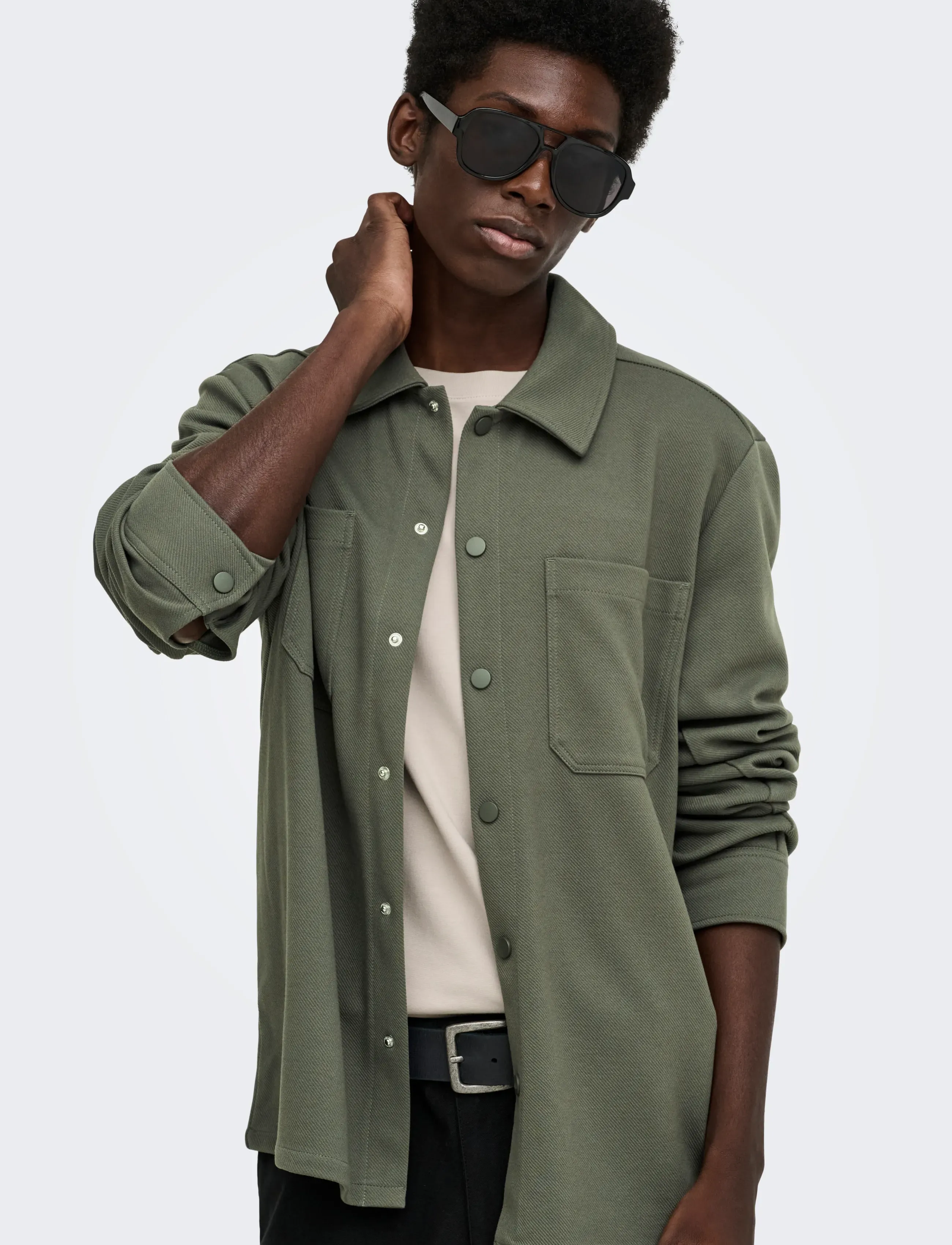 ONLY & SONS ONSNEWKODYL LS PATCH PKT OVERSHIRT NOOS - Clothing - BELUGA / grey