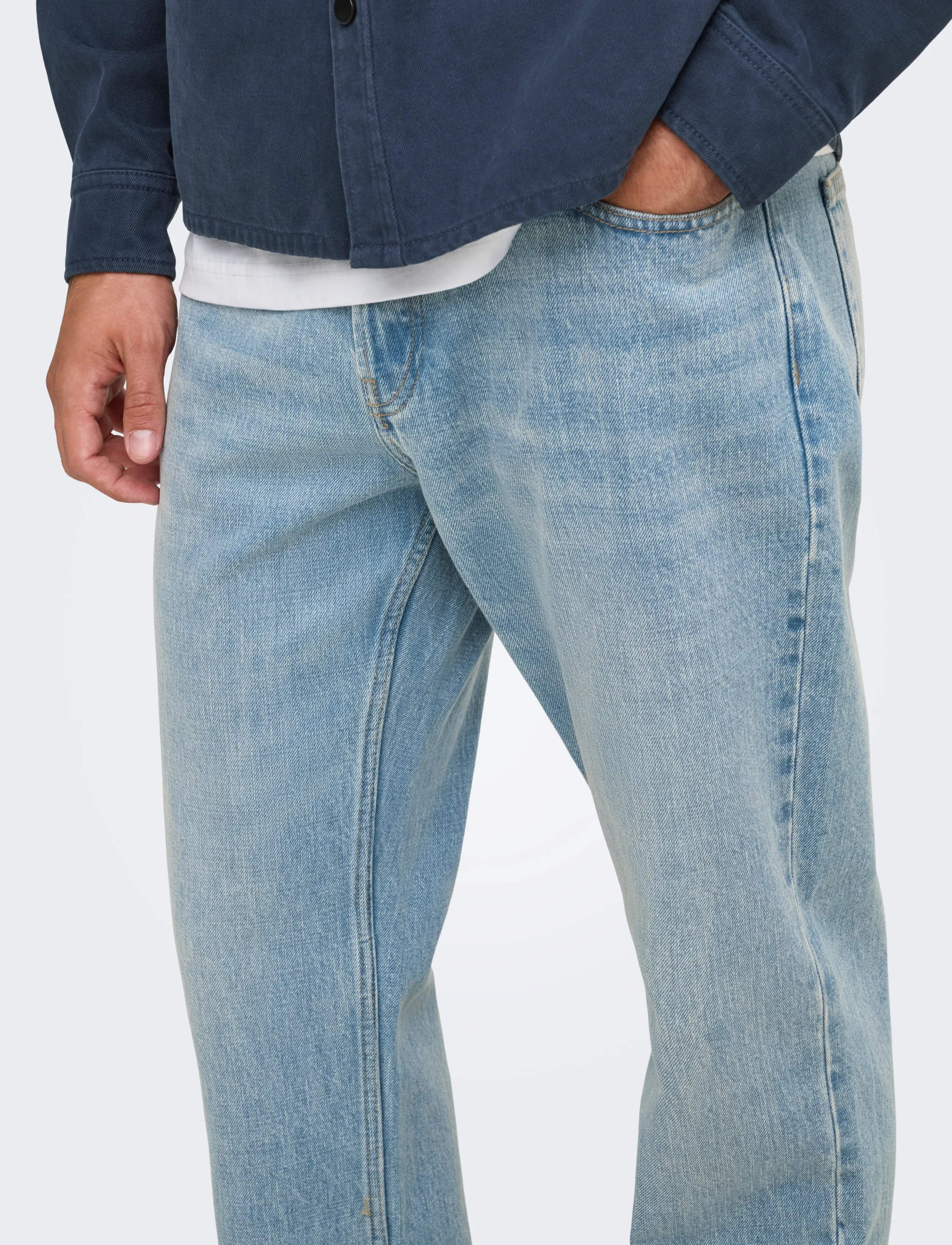 ONLY & SONS ONSEDGE HERI STRAIGHT LB 8929 DIA DNM - Riided - LIGHT BLUE DENIM / blue
