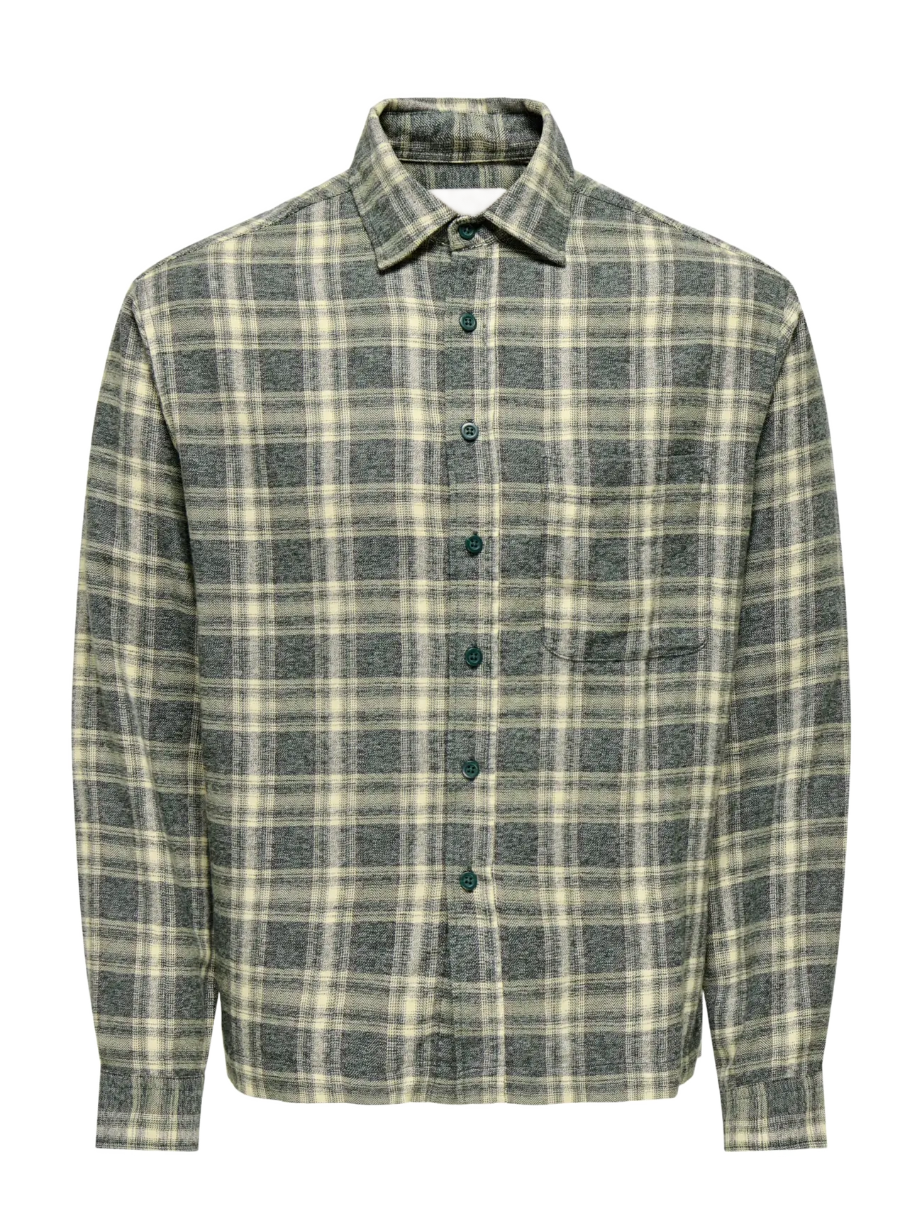 ONLY & SONS ONSELIO CHECK RLX SHIRT WW - ONLY & SONS - BELUGA / khaki/green