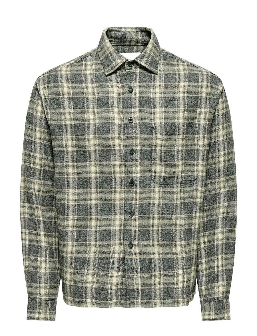 ONLY & SONS - ONSELIO CHECK RLX SHIRT WW - flannel-skjorter - beluga - 0