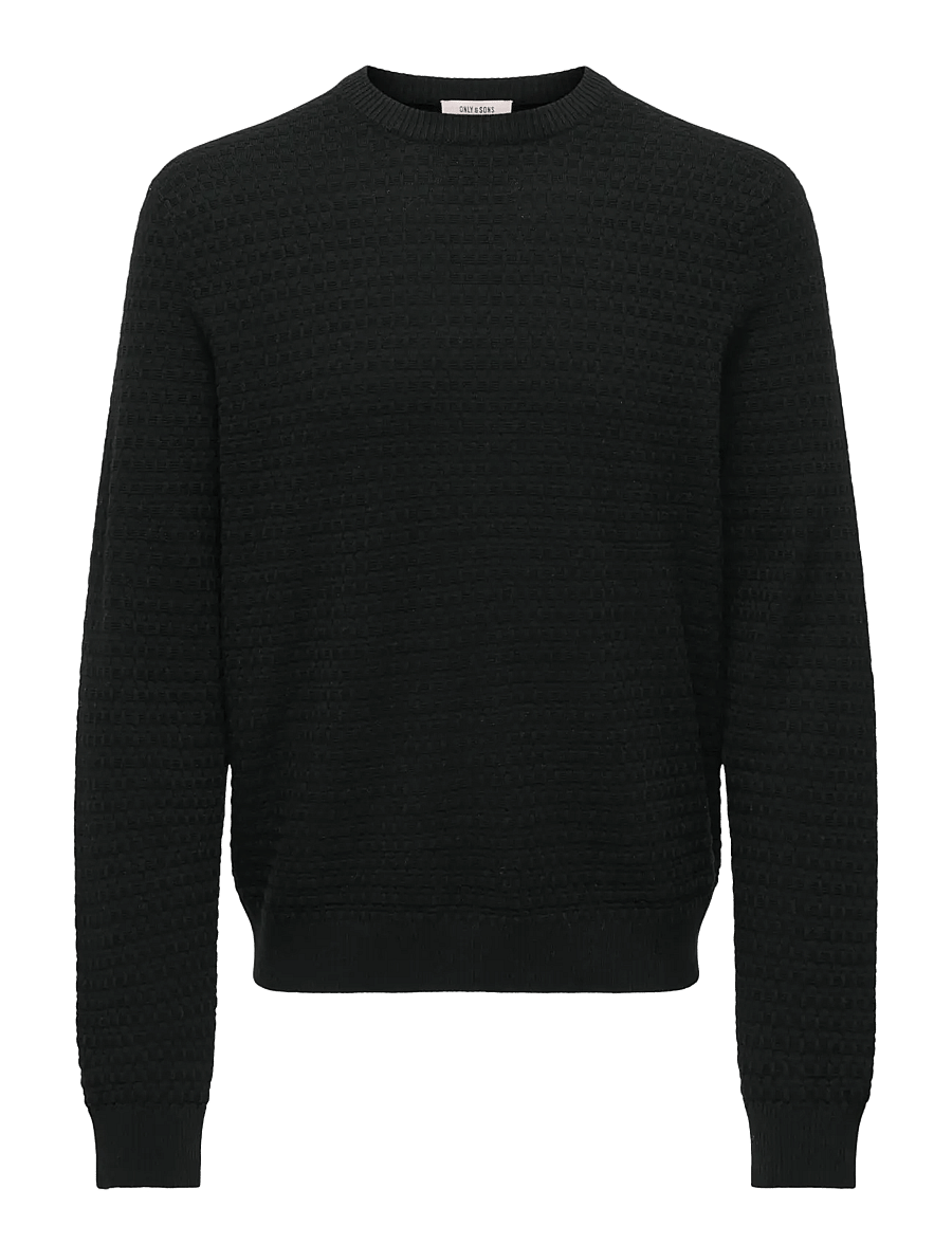 ONLY & SONS - ONSLOUI LS STRUCTURE CREW REG NOOS - Ümara kaelusega - black - 1